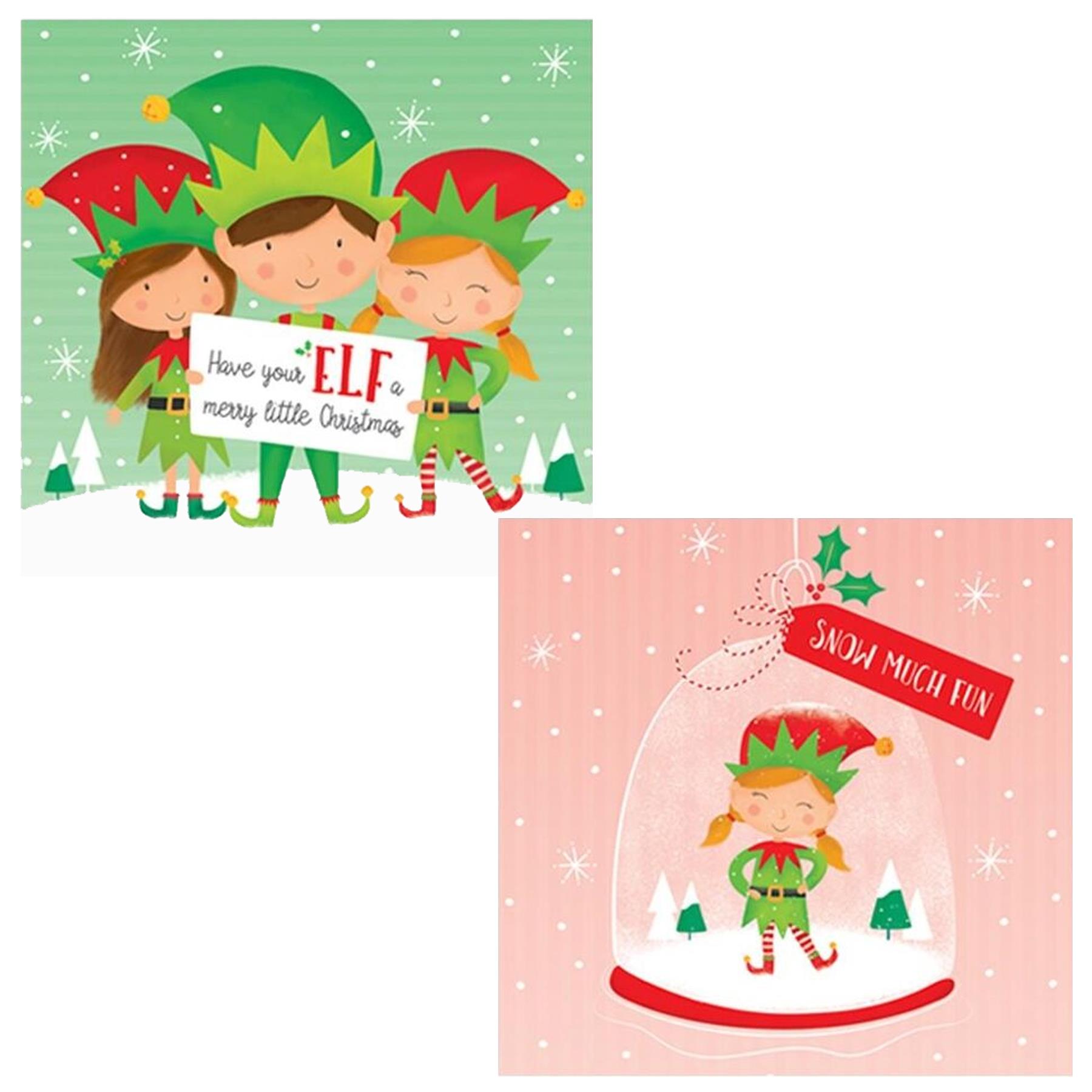 Pack of 10 Christmas Cards with Glitter Detail - 8486 Elf