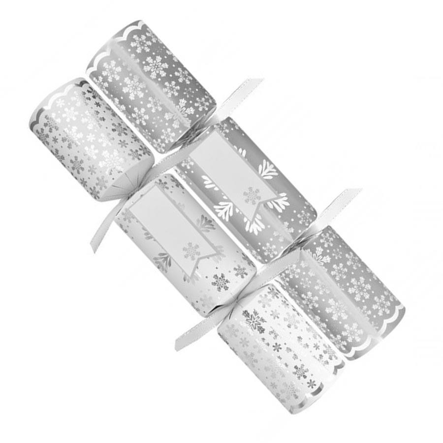 Christmas Crackers 6 Pack Make your Own 100% Recyclable - Silver Snowflake