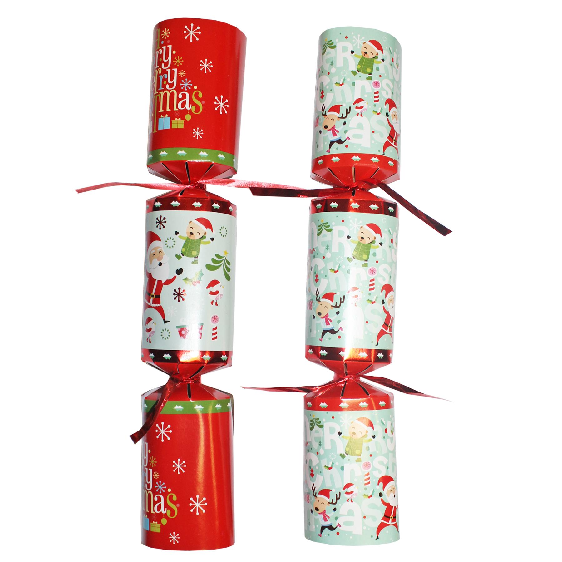 Christmas Crackers 10 Pack 30cm Plastic Free Gifts - Santa and Friends