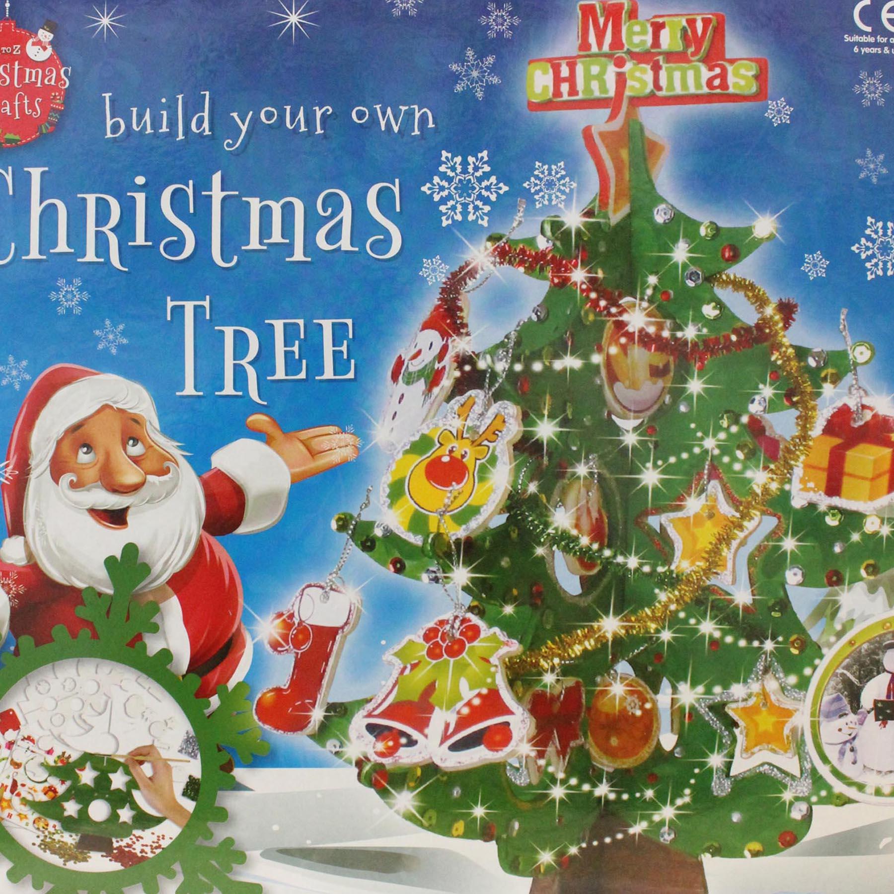 Paint and Build Christmas Tree Cardboard Kit with Decorations - Age 6+