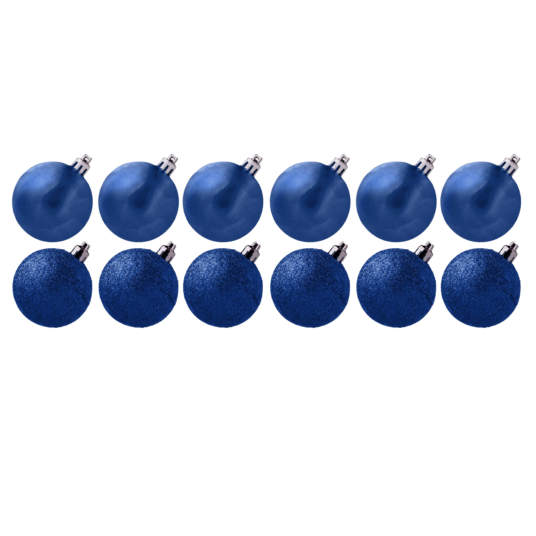 Christmas Decorations 12 Pack 30mm Baubles Glitter / Plain Midnight Blue