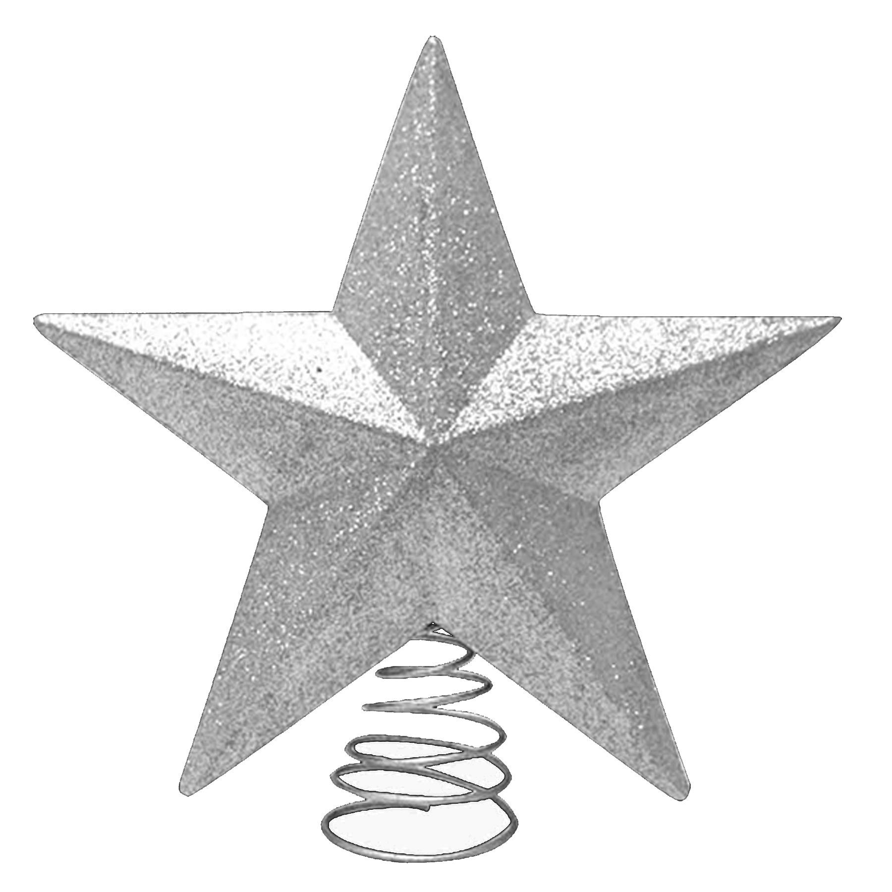 Christmas Tree Decoration Glitter Tree Top Star on Spring Silver