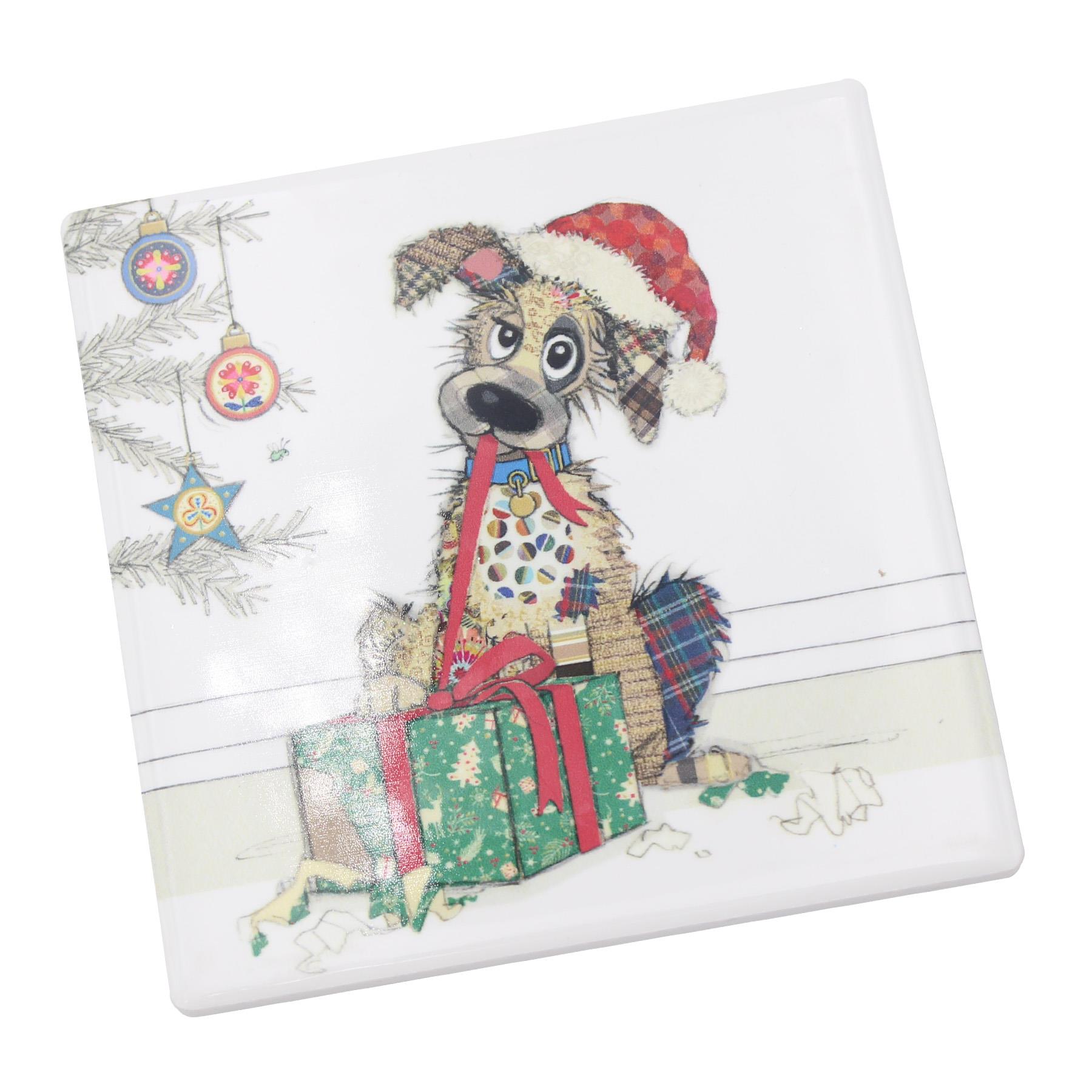 Christmas Coaster Bug Art Tableware Ceramic Cork Back - Dog