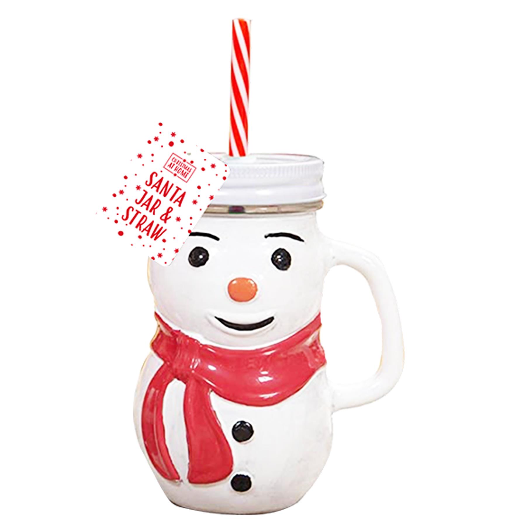 image441265526.jpg Christmas Glass Jar with Straw Painted Snowman design