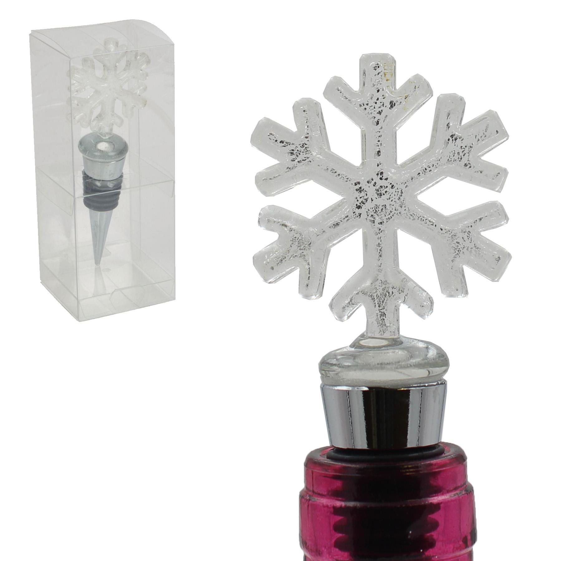 Christmas Character Glass Wine Bottle Stopper Cork - Snowflake