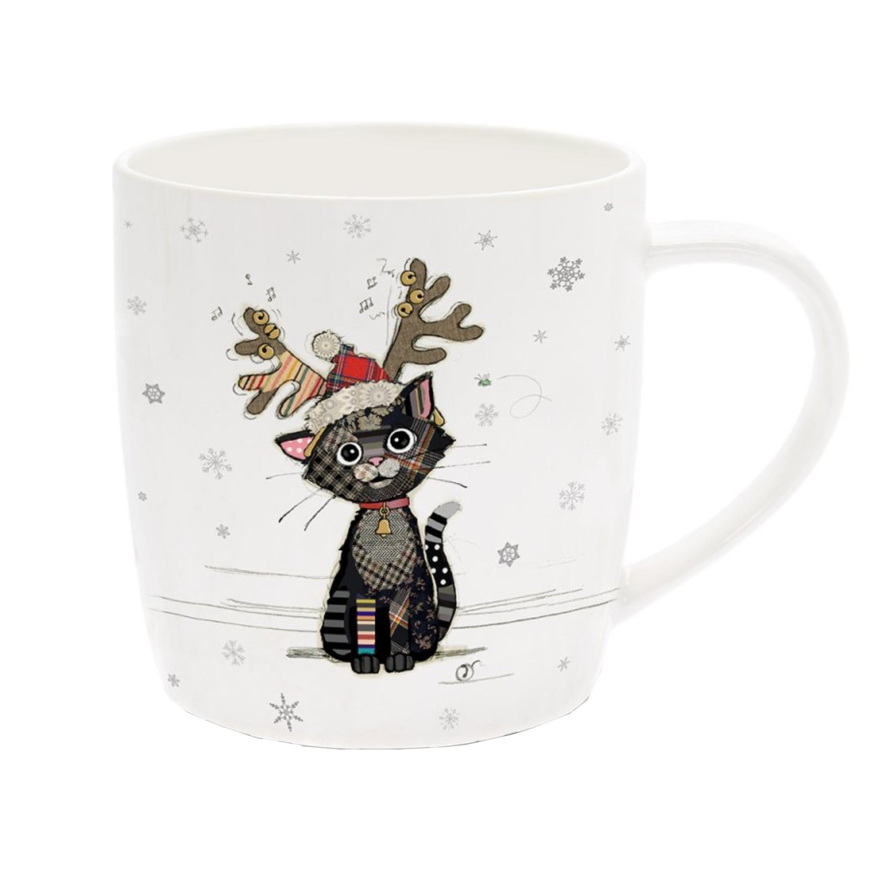 Christmas Mug Bug Art Festive Design Tableware - Cat Kitten