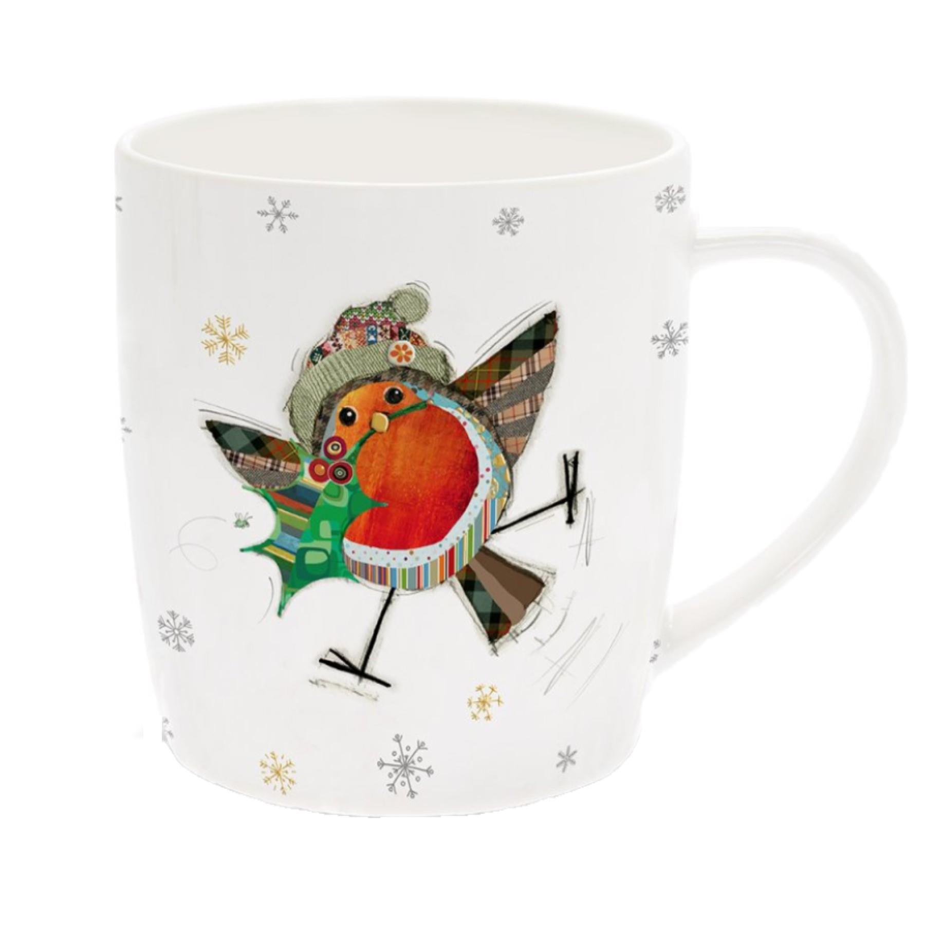 Christmas Mug Bug Art Festive Design Tableware - Robin