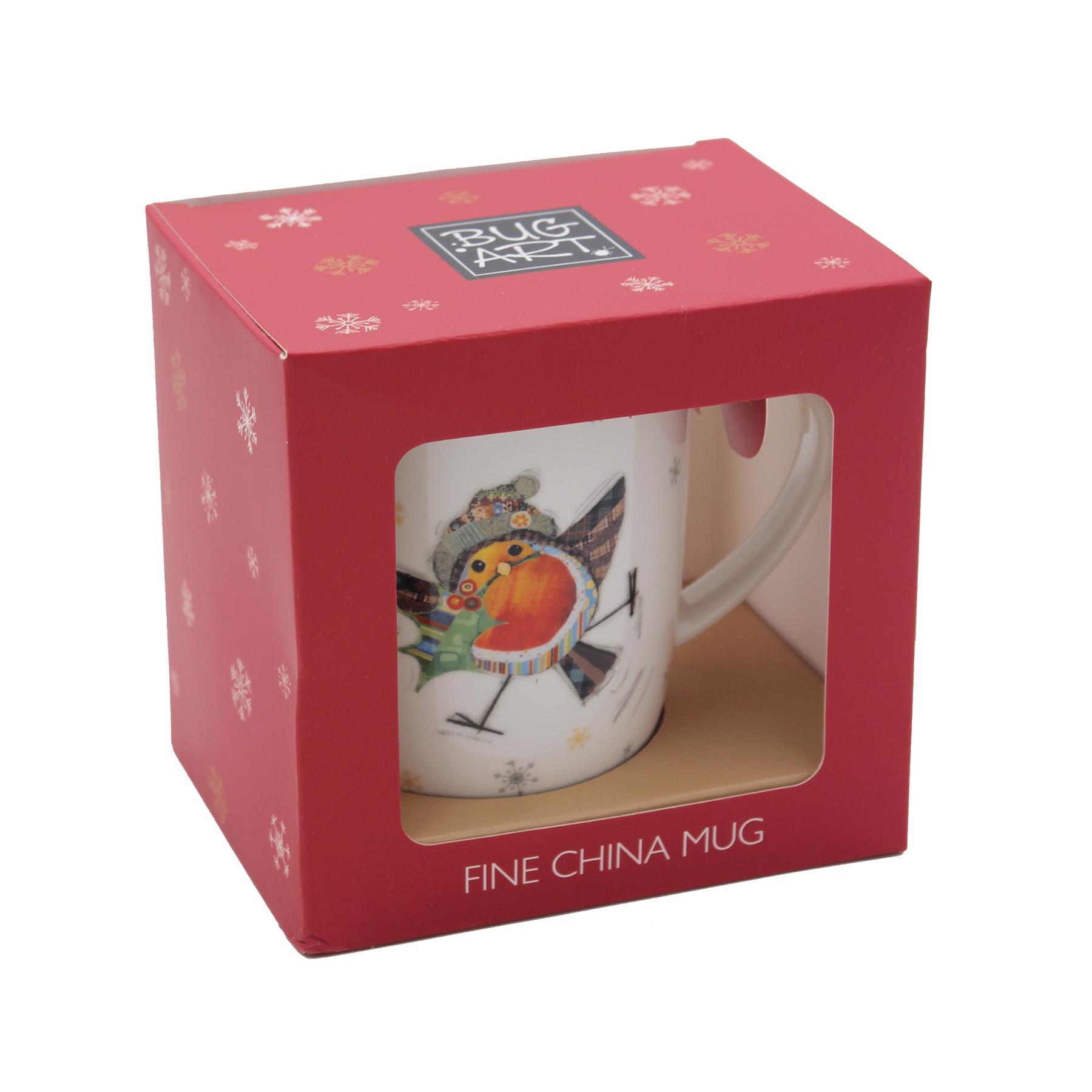 Christmas Mug Bug Art Festive Design Tableware - Robin