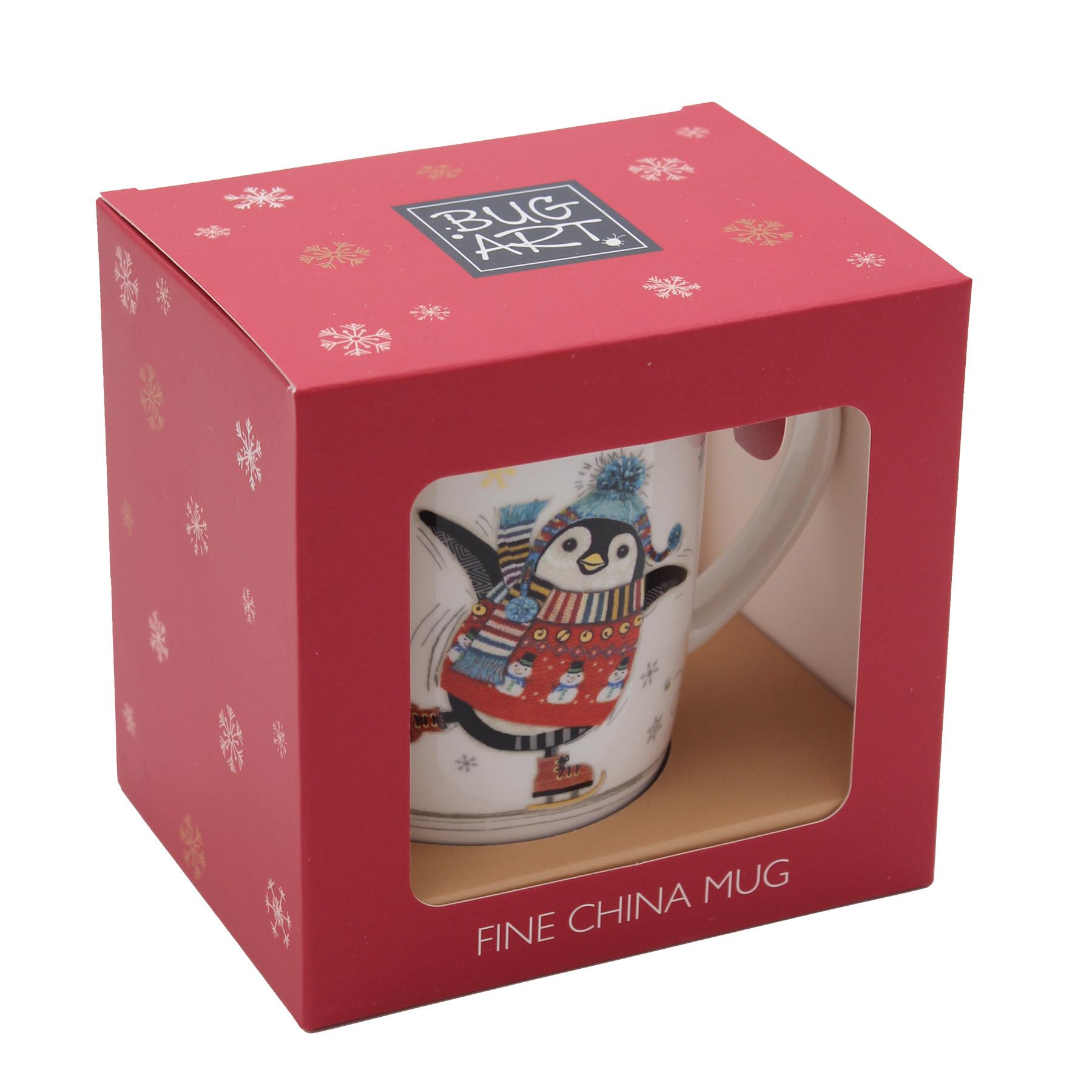 Christmas Mug Bug Art Festive Design Tableware - Penguin