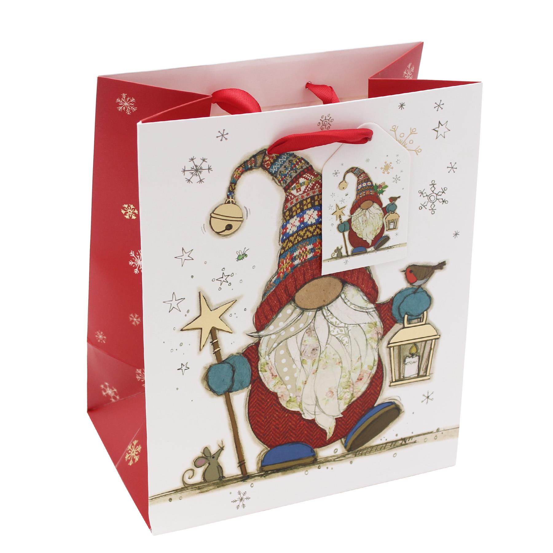 Christmas Gift Bag with Tag Gonk Bug Art 23cm x 19cm