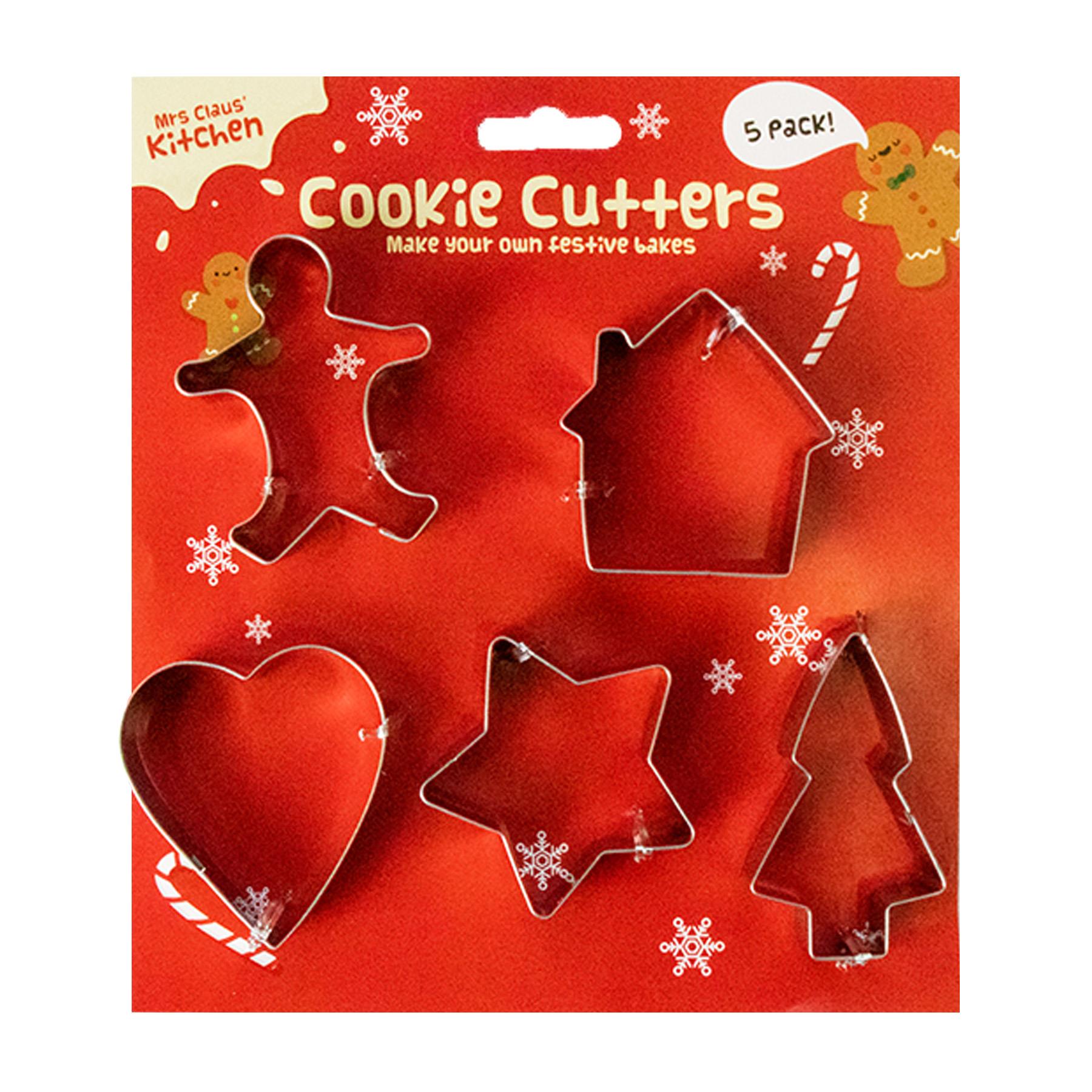 Christmas Cookie Cutters Pack of 5 Re-usable Baking / Dining