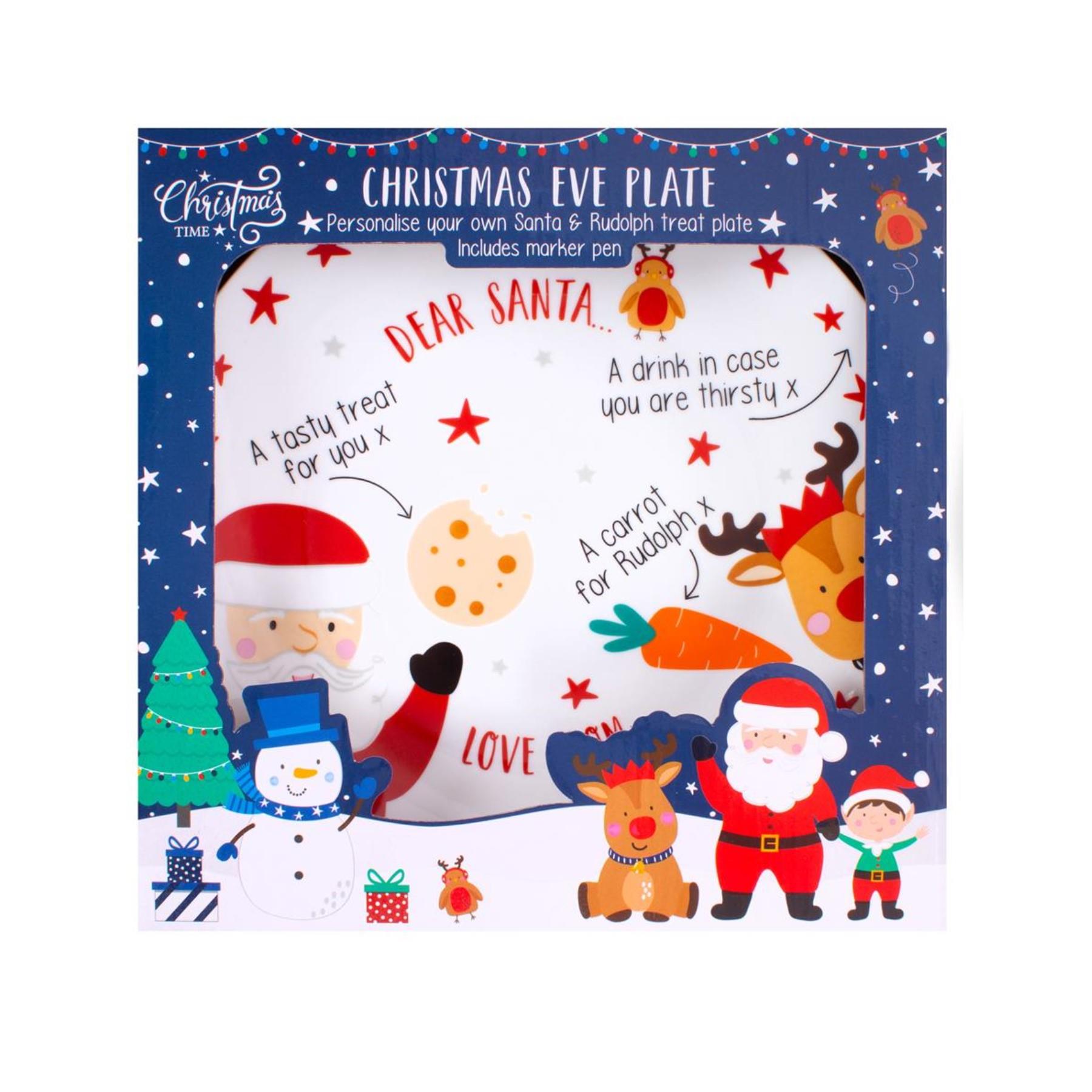 image441454666.jpg Christmas Eve Plate Santa and Friends - With Pen to Personalise