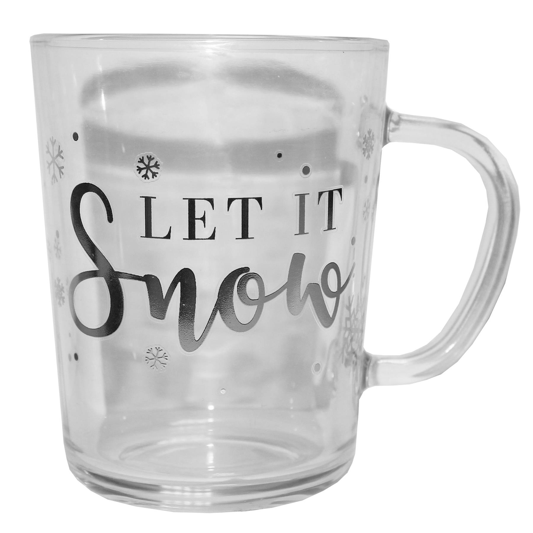 Christmas Mug Glass with Foil wording - Let it Snow