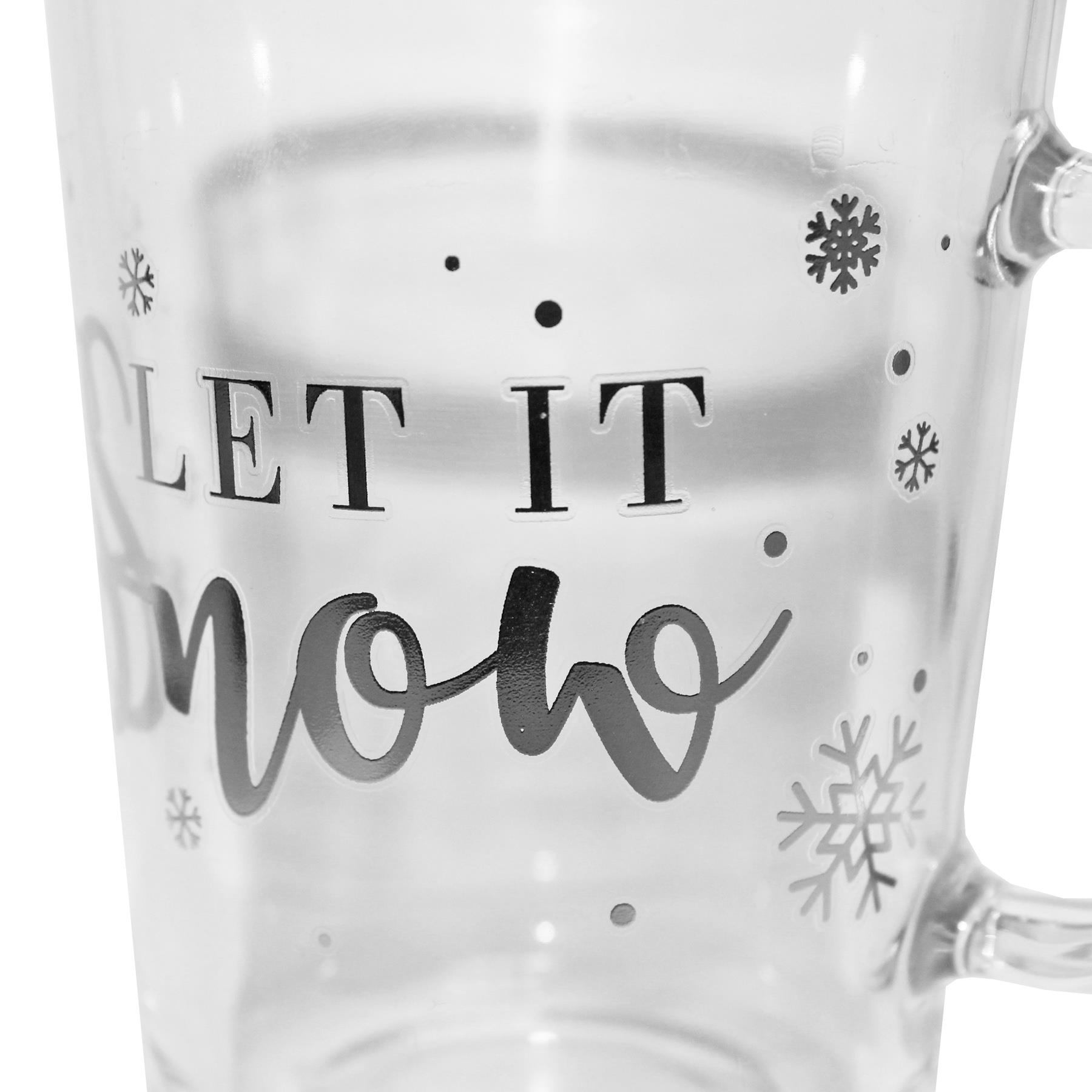 Christmas Mug Glass with Foil wording - Let it Snow