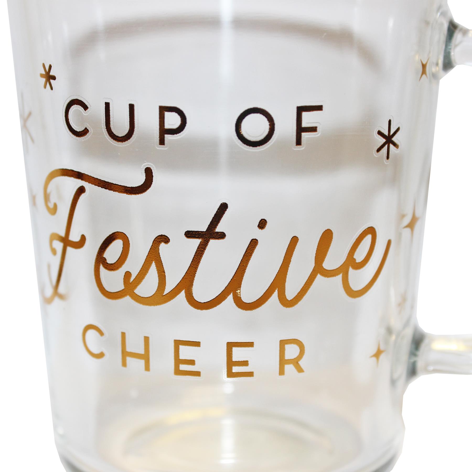 Christmas Mug Glass with Foil wording - Cup of Festive Cheer
