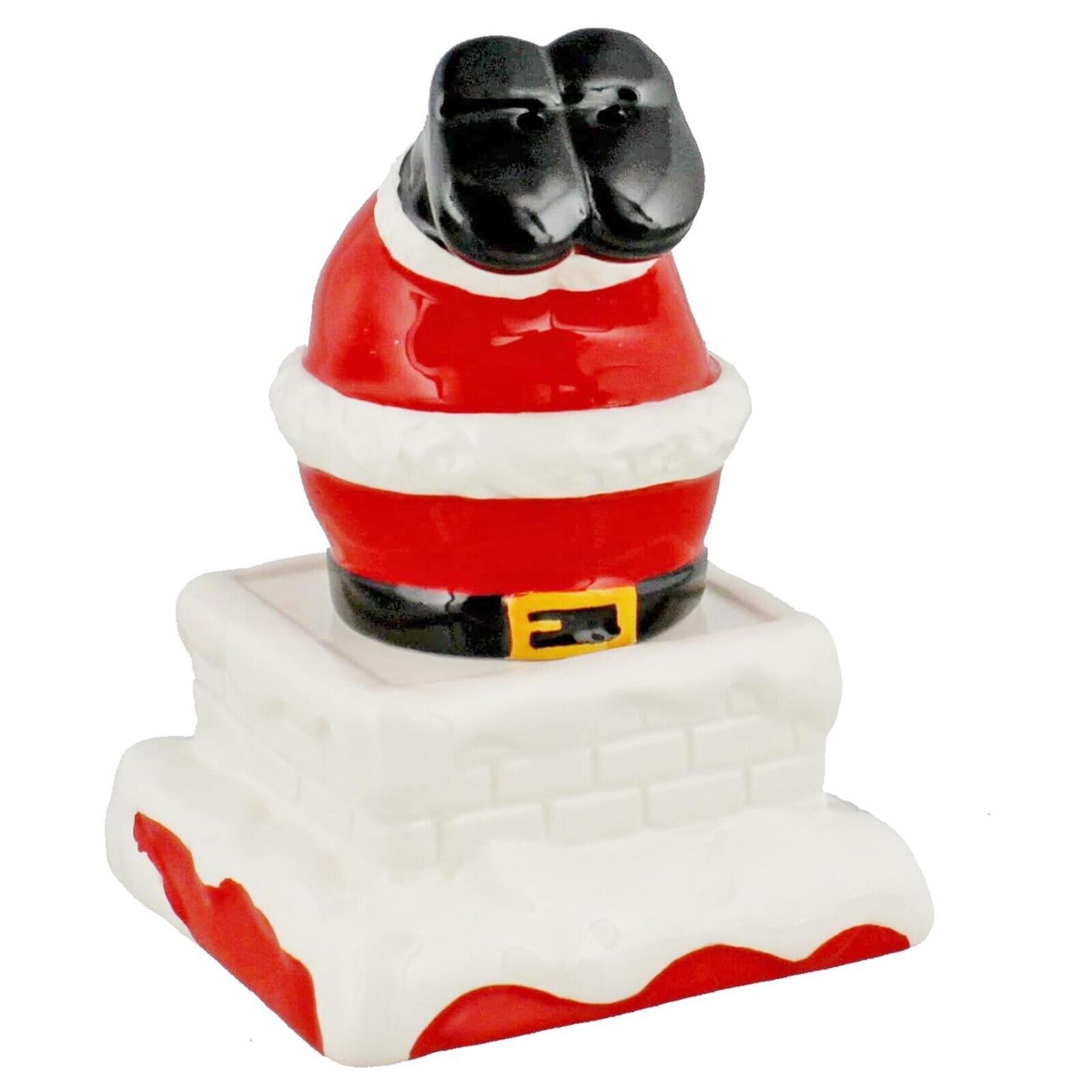 Christmas Salt and Pepper Set Novelty Cruet Set - Santa Down Chimney