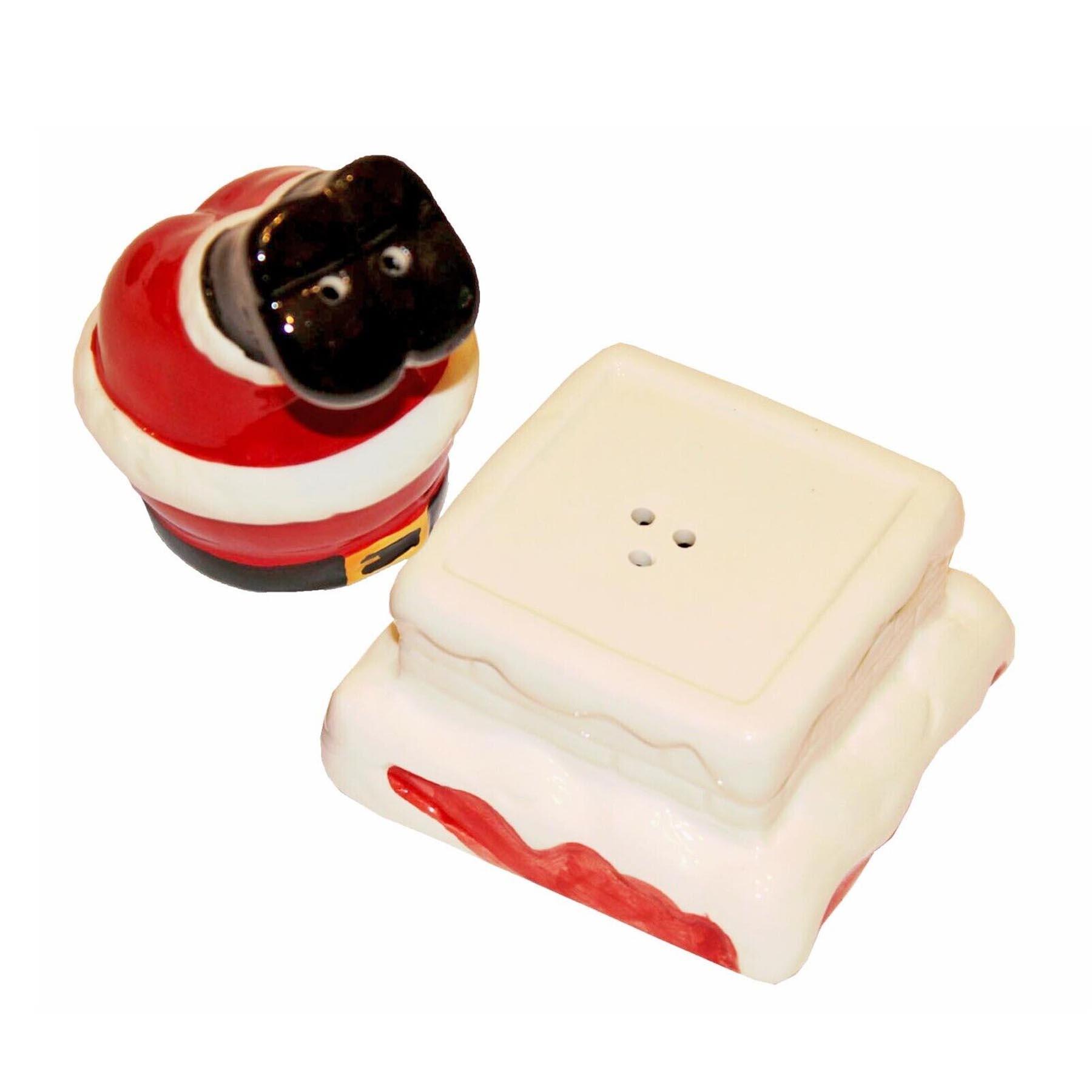 Christmas Salt and Pepper Set Novelty Cruet Set - Santa Down Chimney