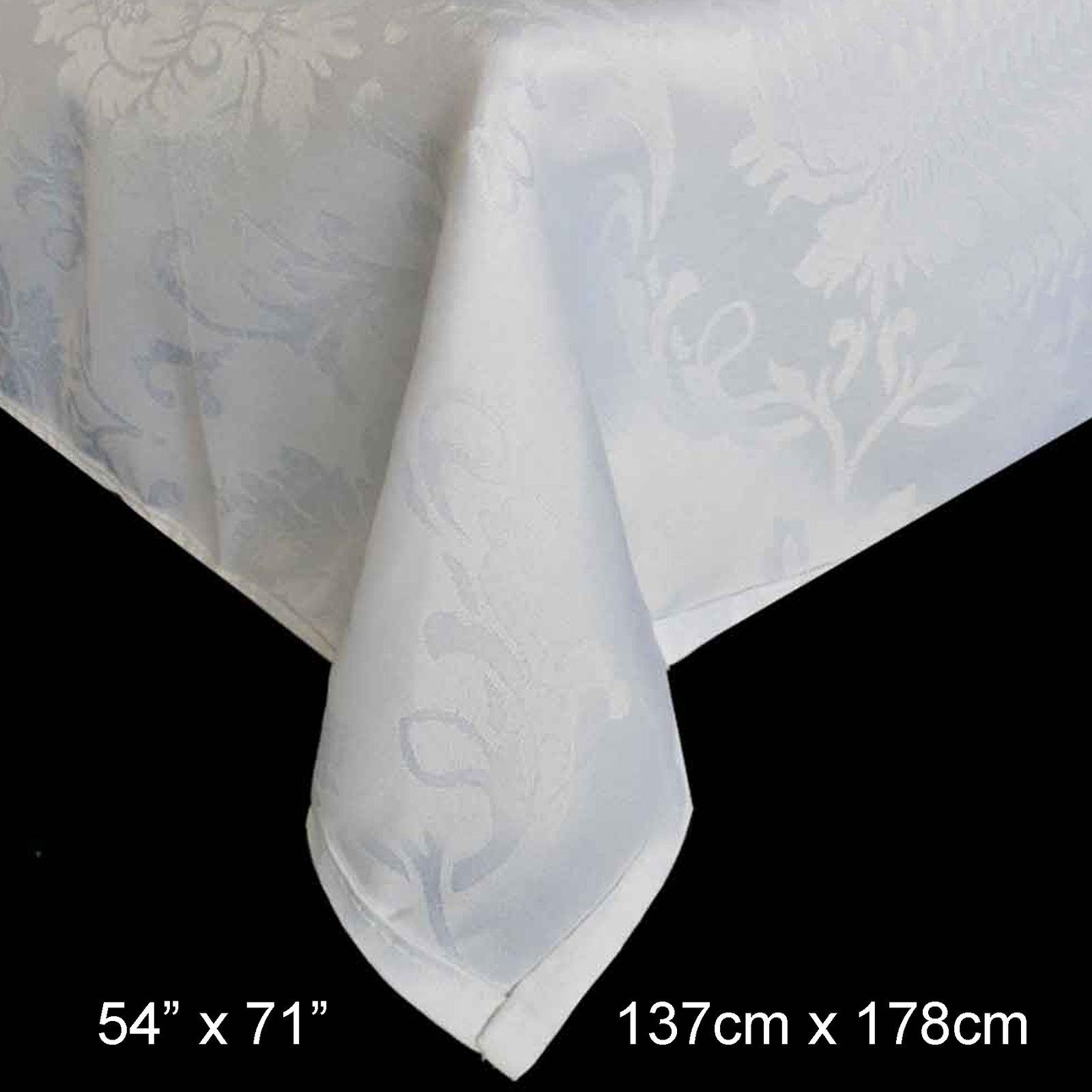 Damask Jacquard Print Tableware - 54" x 71" Tablecloth - White