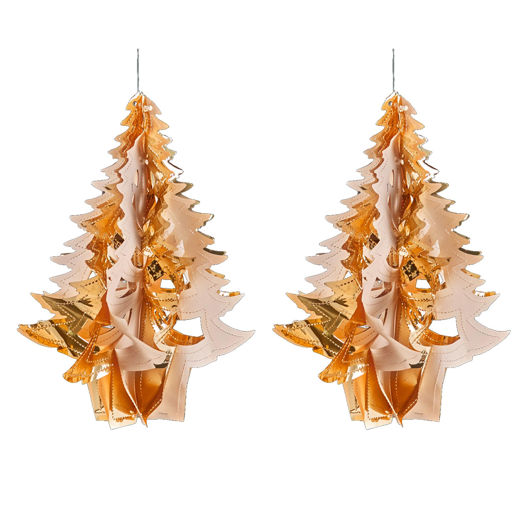 Christmas Foil Ceiling Decorations Rose Gold - Set 2 40cm Tree