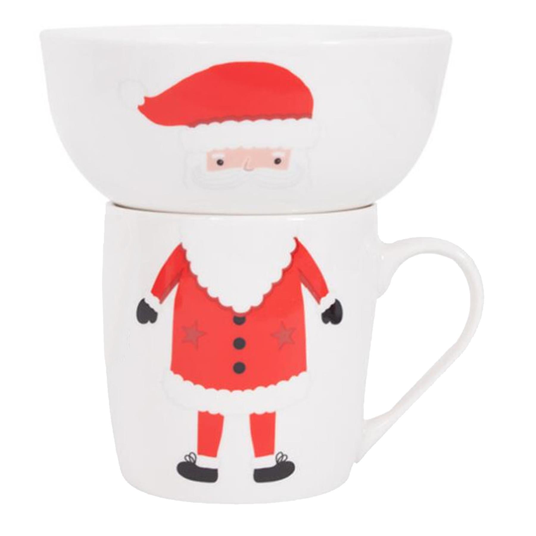 Christmas Mug and Bowl Gift Set Porcelain Santa Design