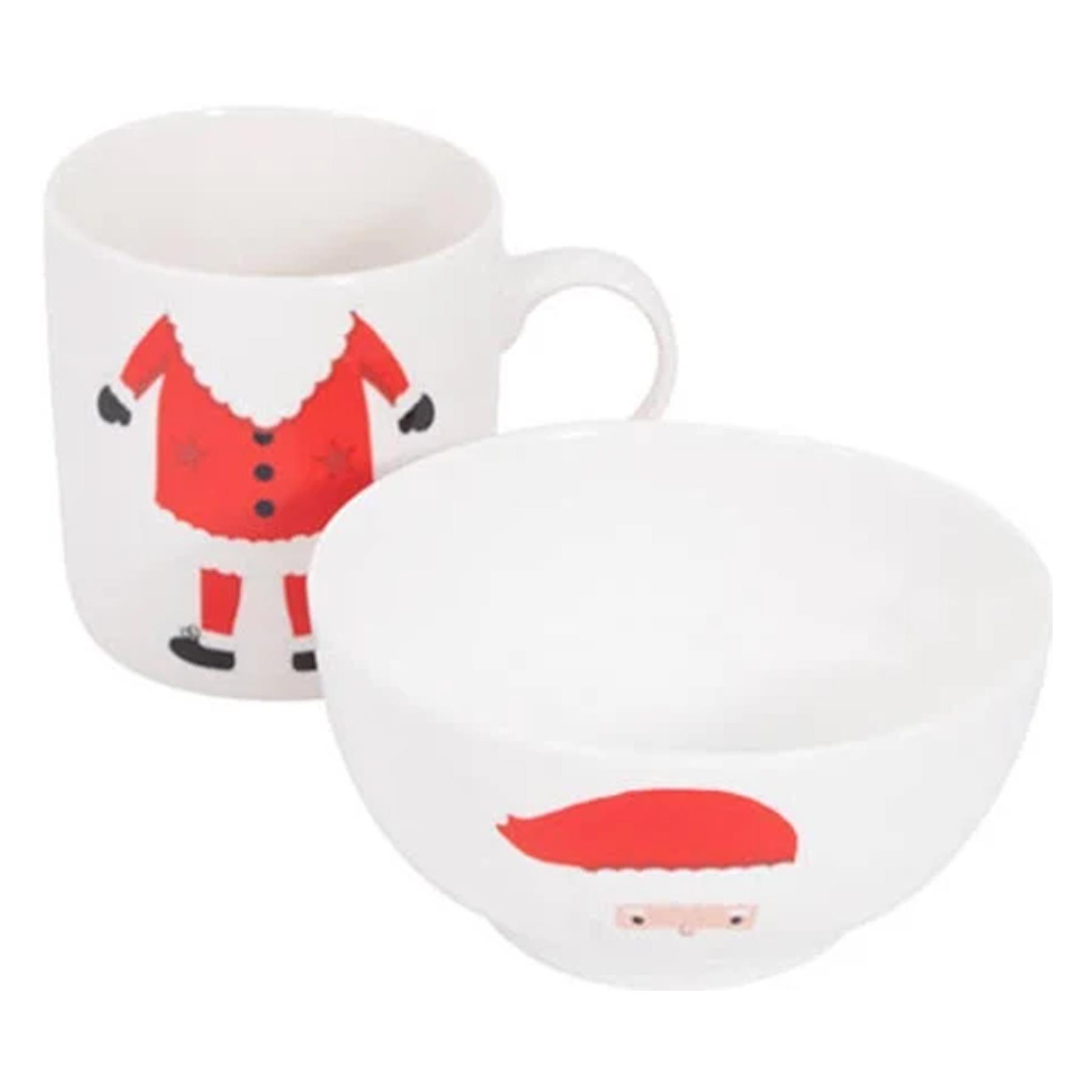 Christmas Mug and Bowl Gift Set Porcelain Santa Design