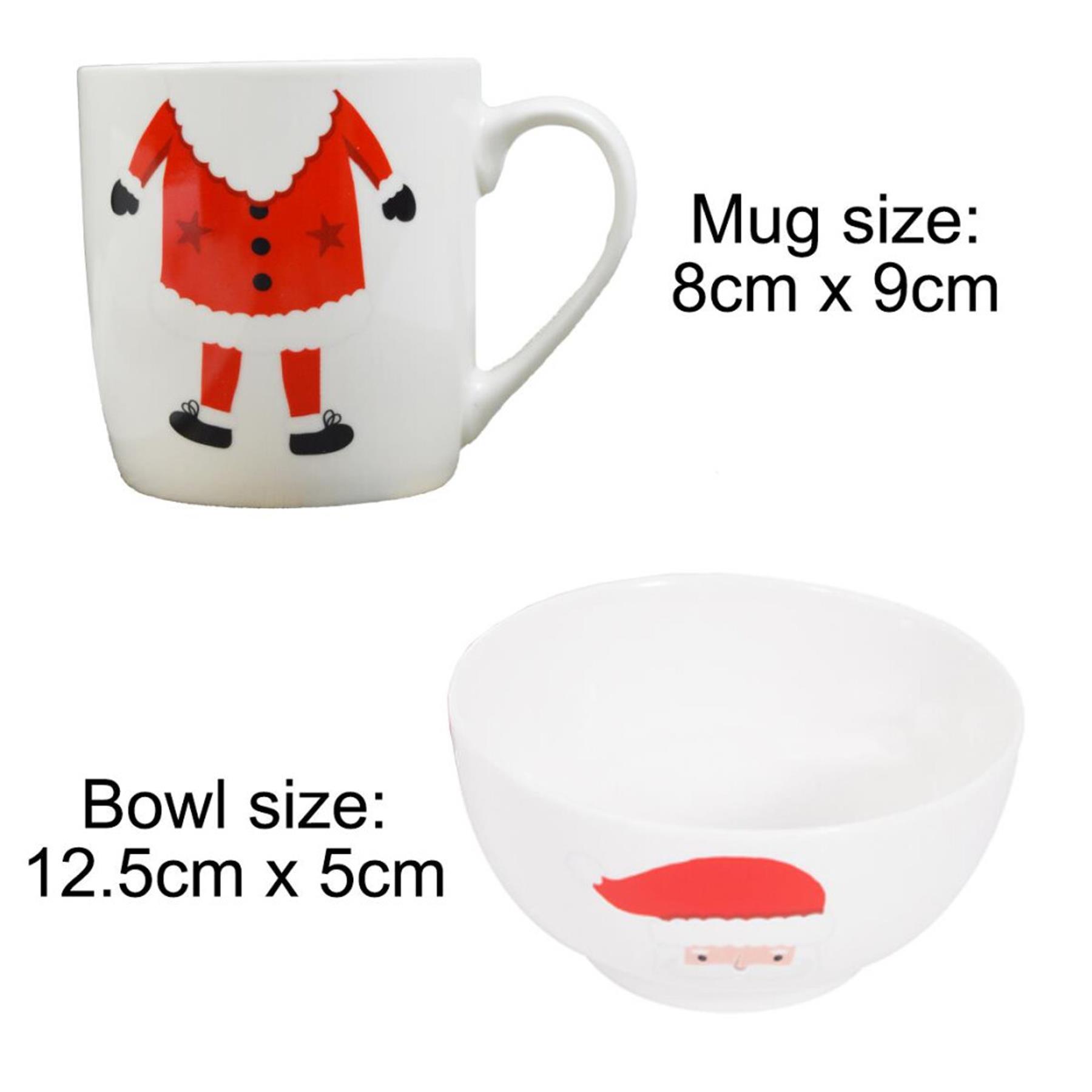Christmas Mug and Bowl Gift Set Porcelain Santa Design