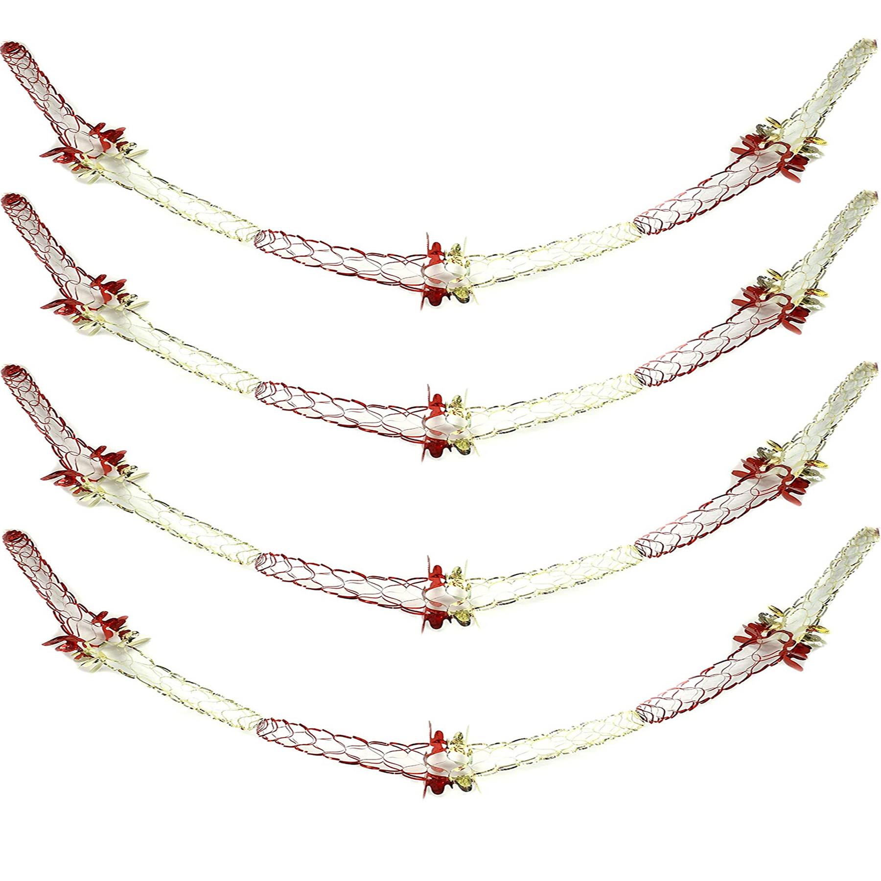 Christmas Foil Ceiling Decorations 2 Tone Red / Gold - Set 4 15cm x 2.7M Garlands