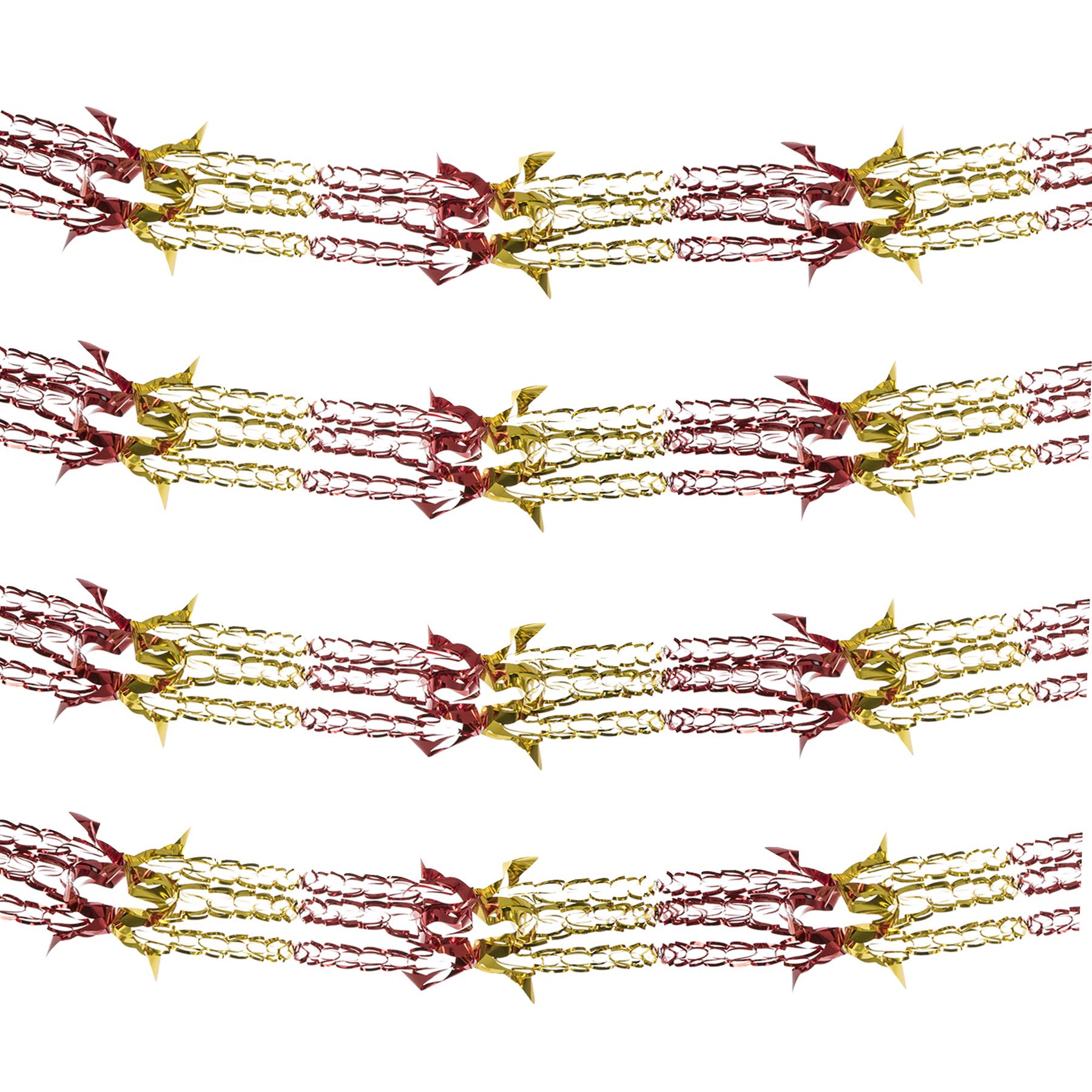 Christmas Foil Ceiling Decorations 2 Tone Red / Gold - Pack 4 30cm x 2.7M Garlands