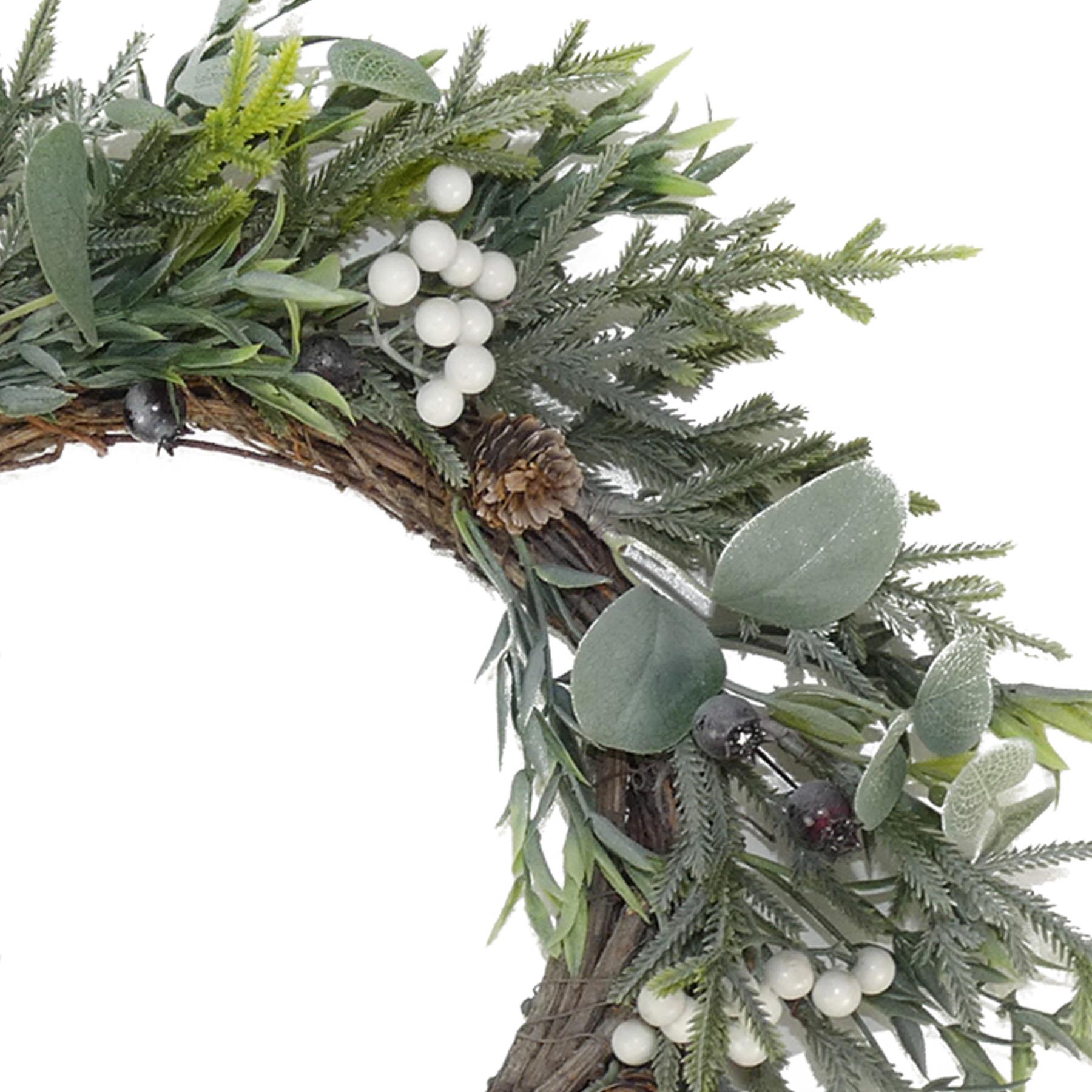 Artificial Christmas Wreath Decoration 45cm - Eucalyptus Wicker