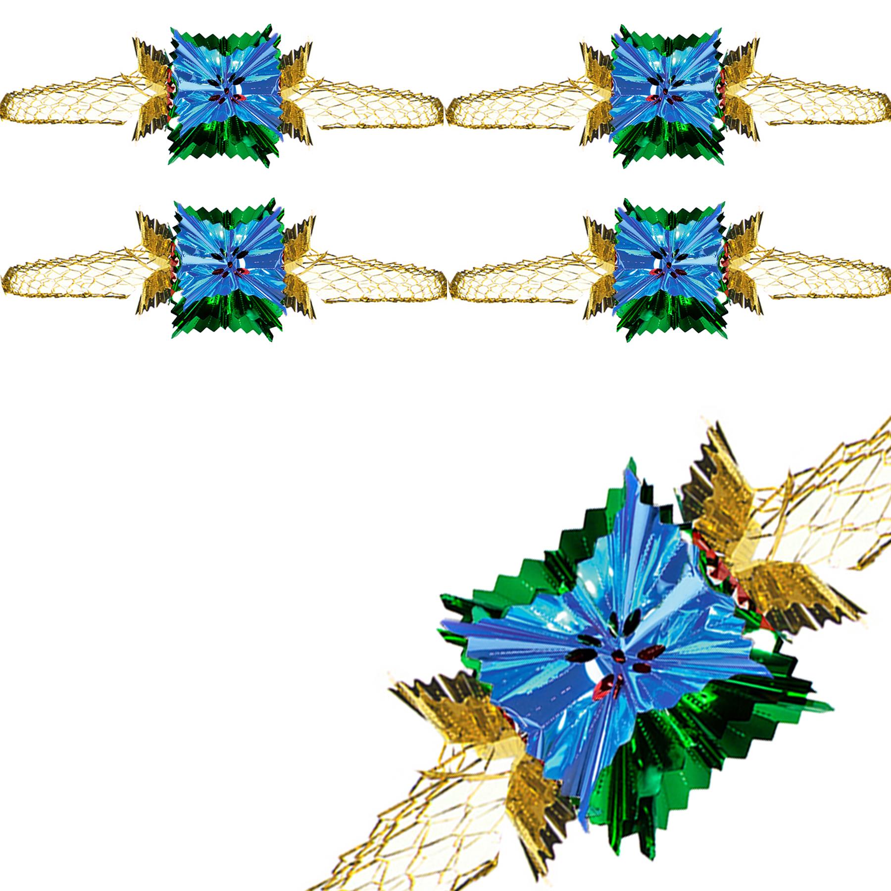 Christmas Foil Ceiling Decorations Multicolour - 20cm 4 Section Full Garland x 2