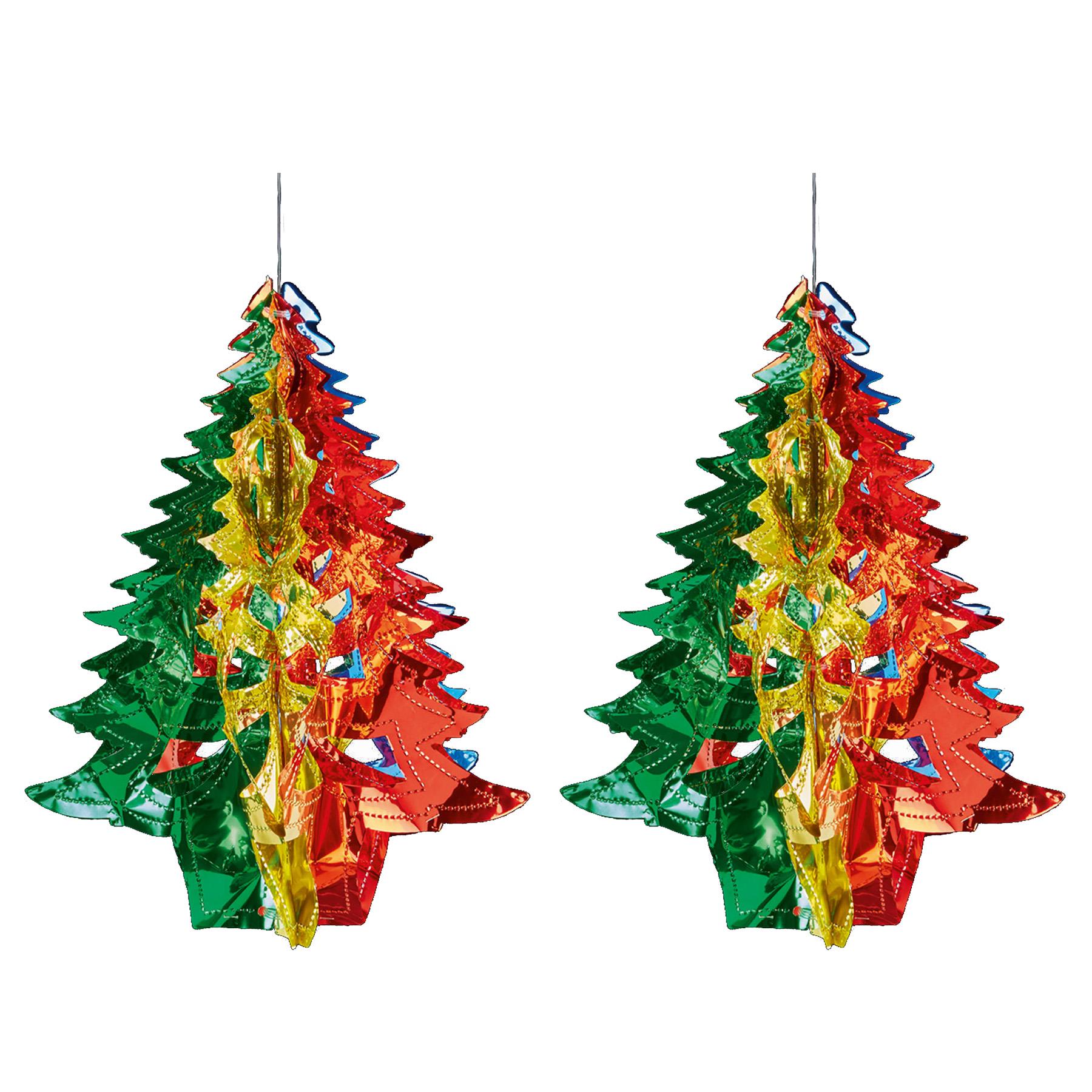 Christmas Foil Ceiling Decorations Multicolour - Set 2 30cm Tree