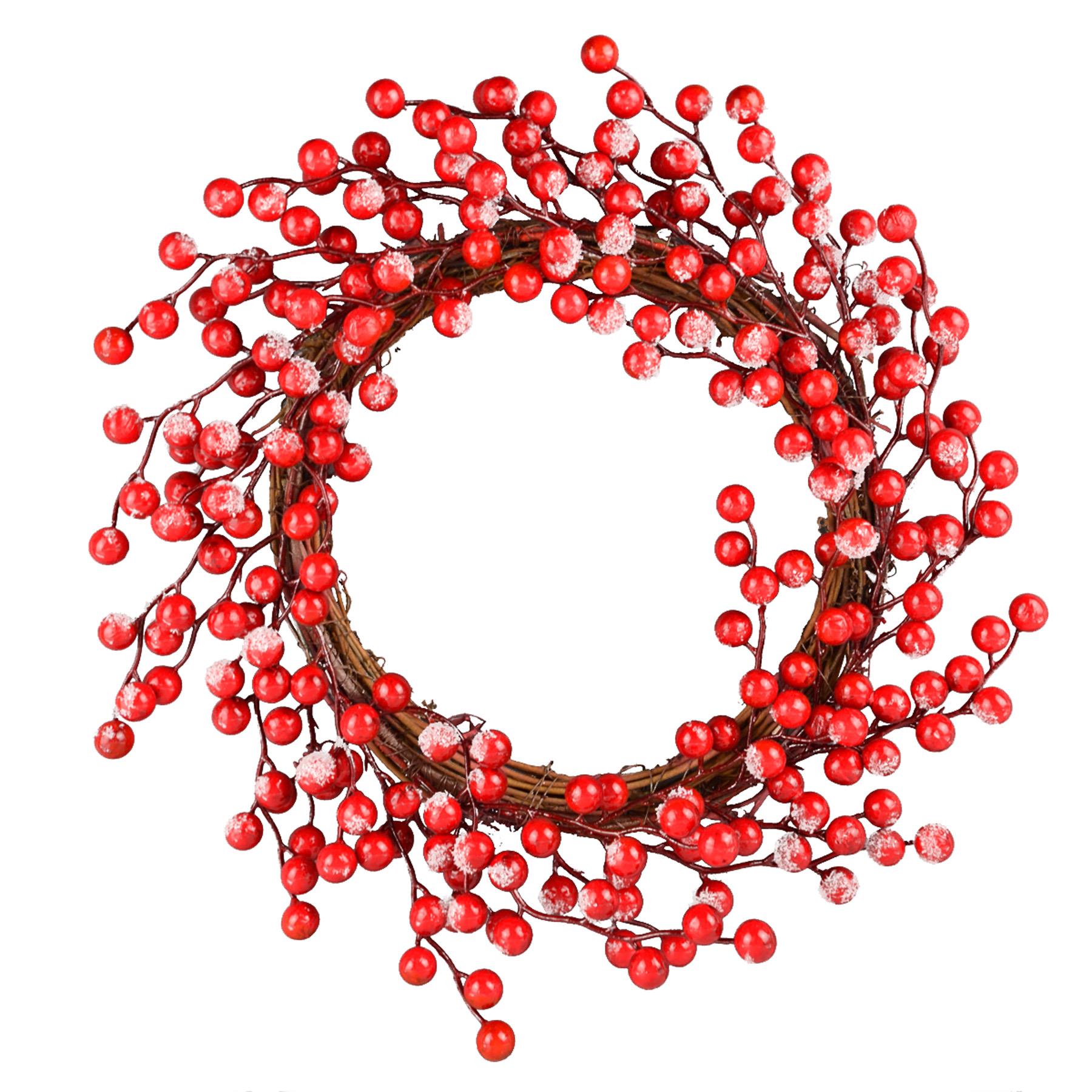 Christmas Wreath Artificial Frosted Berry 45cm - Door Decoration
