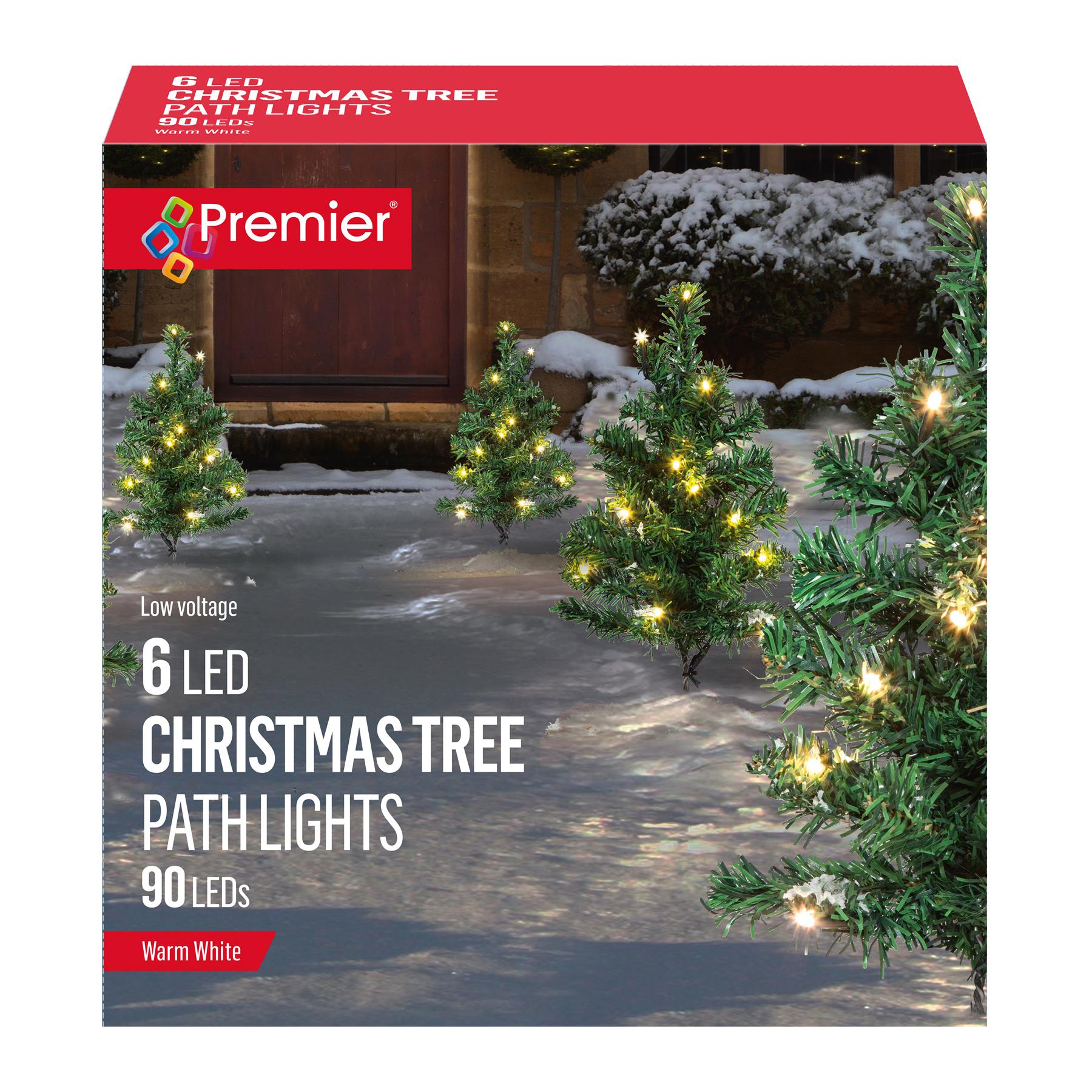 6 Christmas Tree Path Lights with LED's - 40cm Warm White