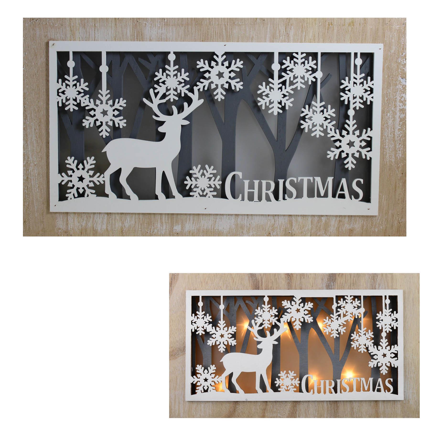 Christmas 30cm Snowflake Scene Silhouette Box Night Light with Reindeer