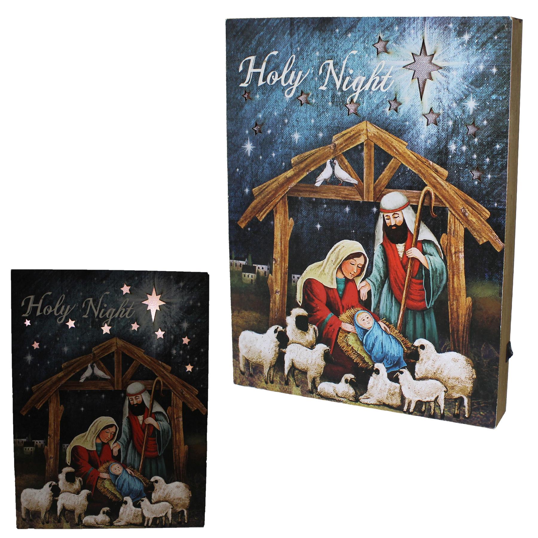Christmas 32cm x 24cm LED Light up Nativity Wall Block Plaque