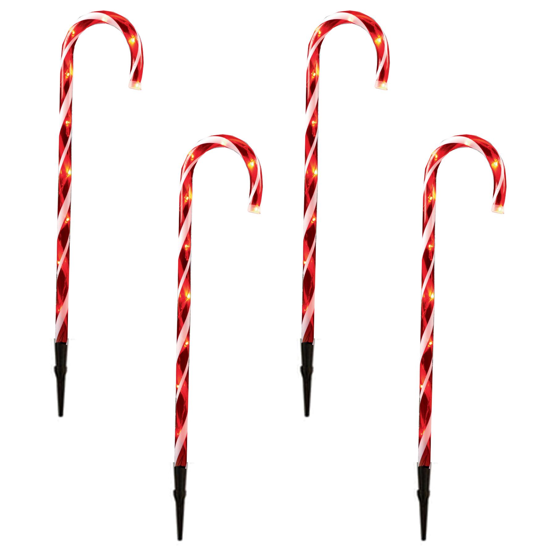 Christmas Candy Cane Path Lights with LED's 4 Piece 62cm - Red and White