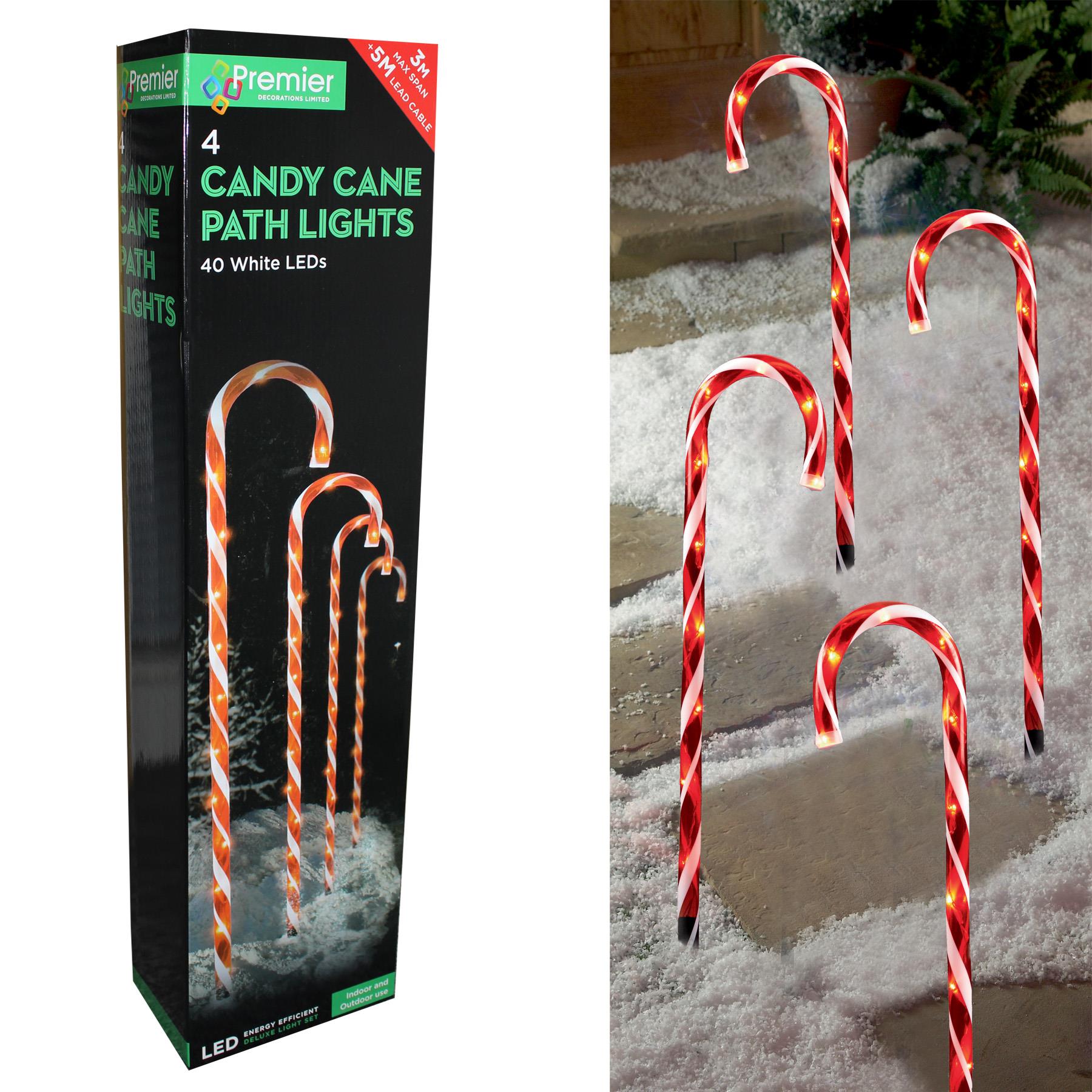 Christmas Candy Cane Path Lights with LED's 4 Piece 62cm - Red and White