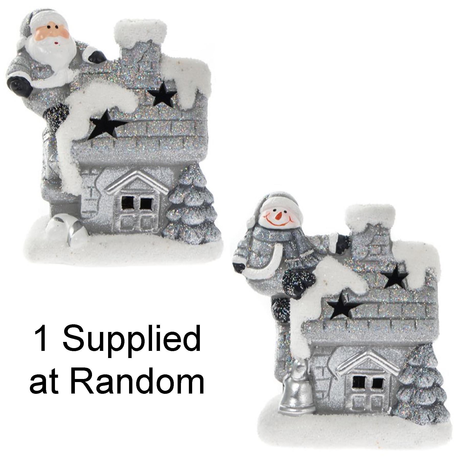 Christmas Decoration Silver and White Battery Flashing LED House - Random Design