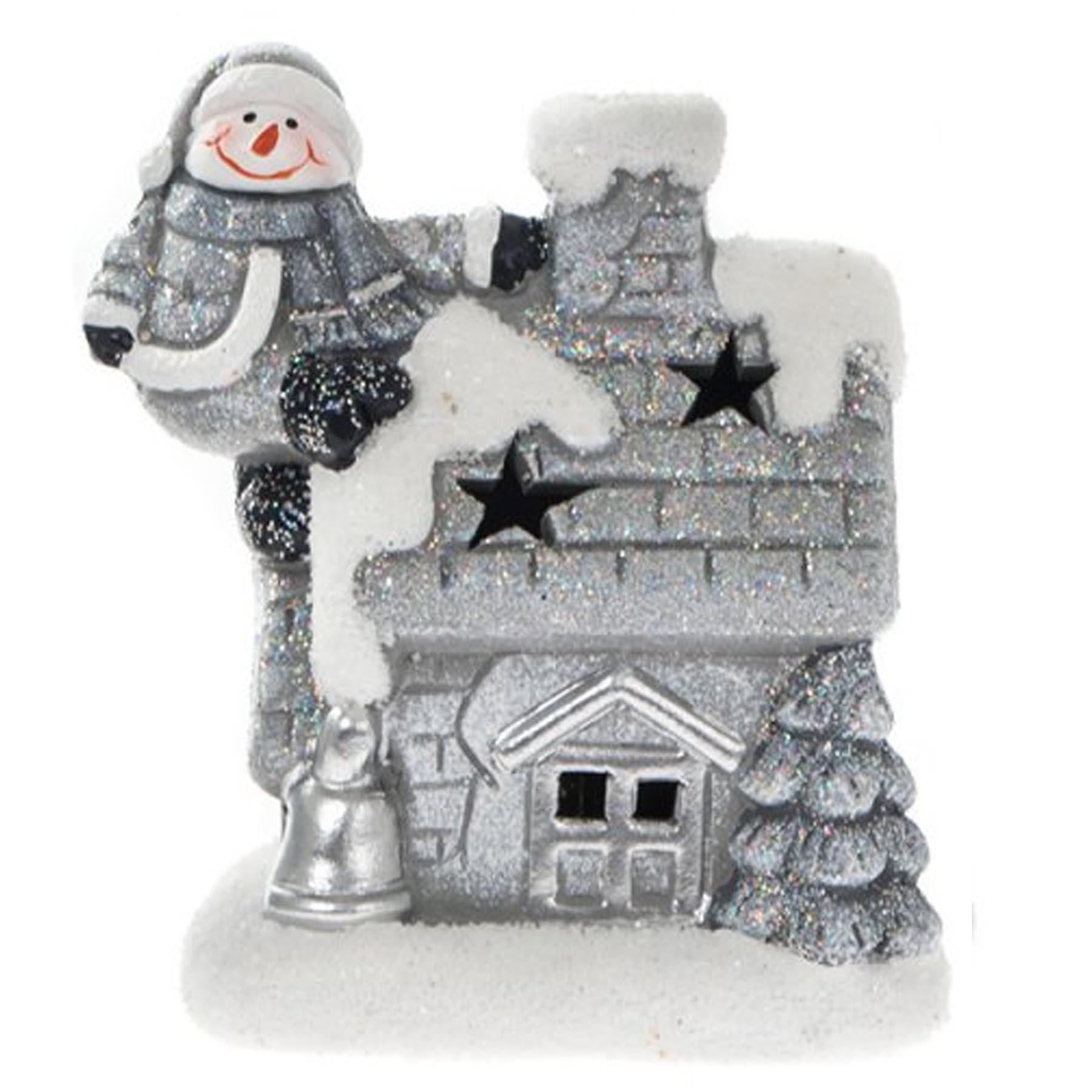 Christmas Decoration Silver and White Battery Flashing LED House - Random Design