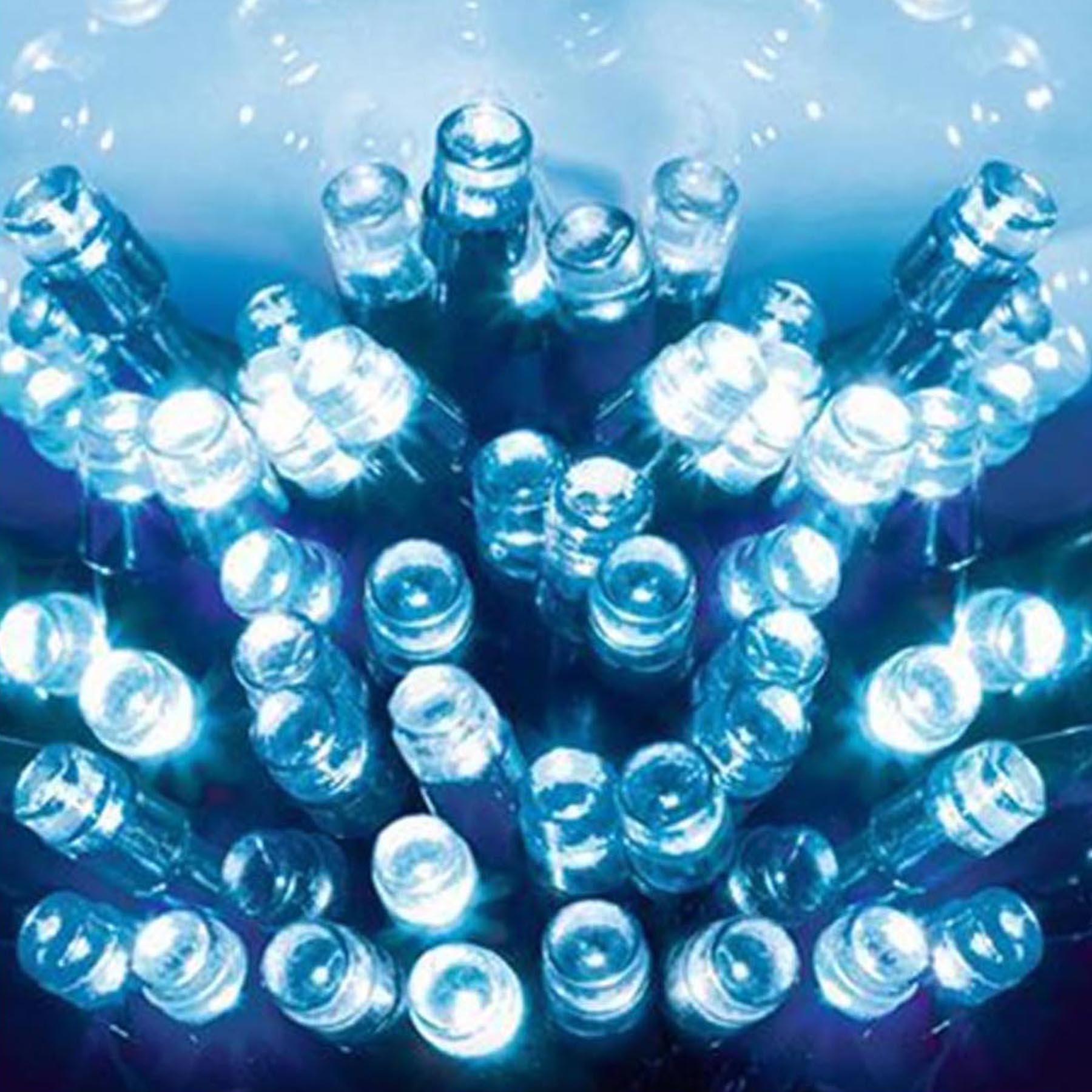 Christmas 100 Battery Timer LED Lights Green Cable Indoor or Outdoor - Blue