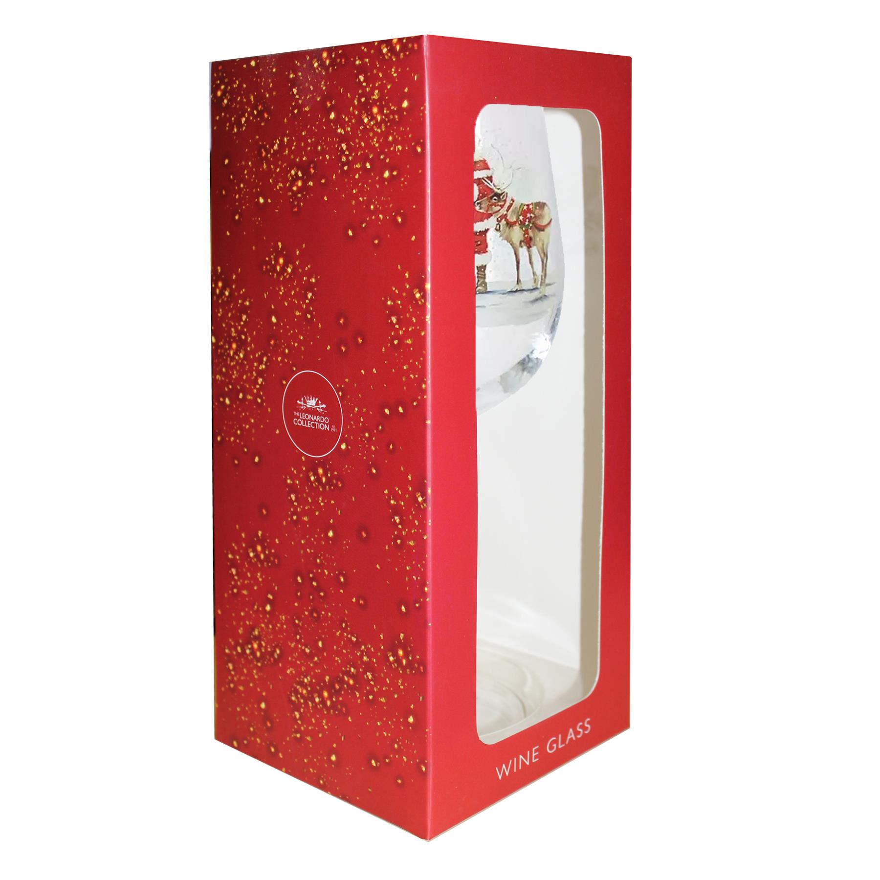 Christmas Festive Wine Glass Santa and Reindeer Design