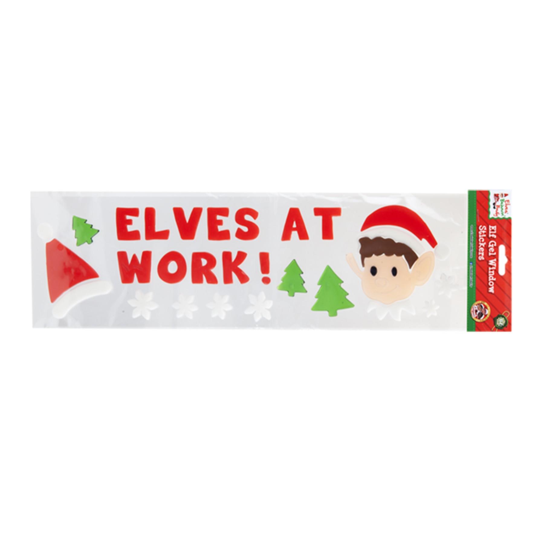 Christmas Elf Gel Window Stickers Decoration - Elves at Work