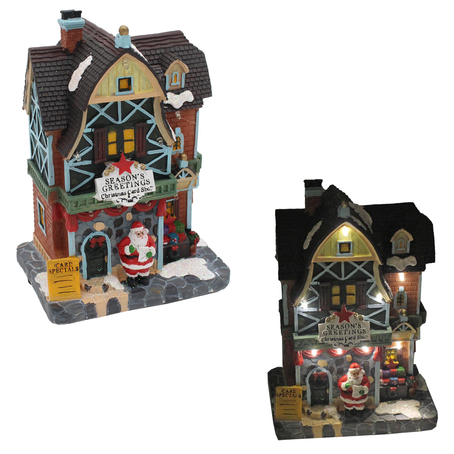 Christmas LED Light up Village Shop Battery Operated - Card Shop
