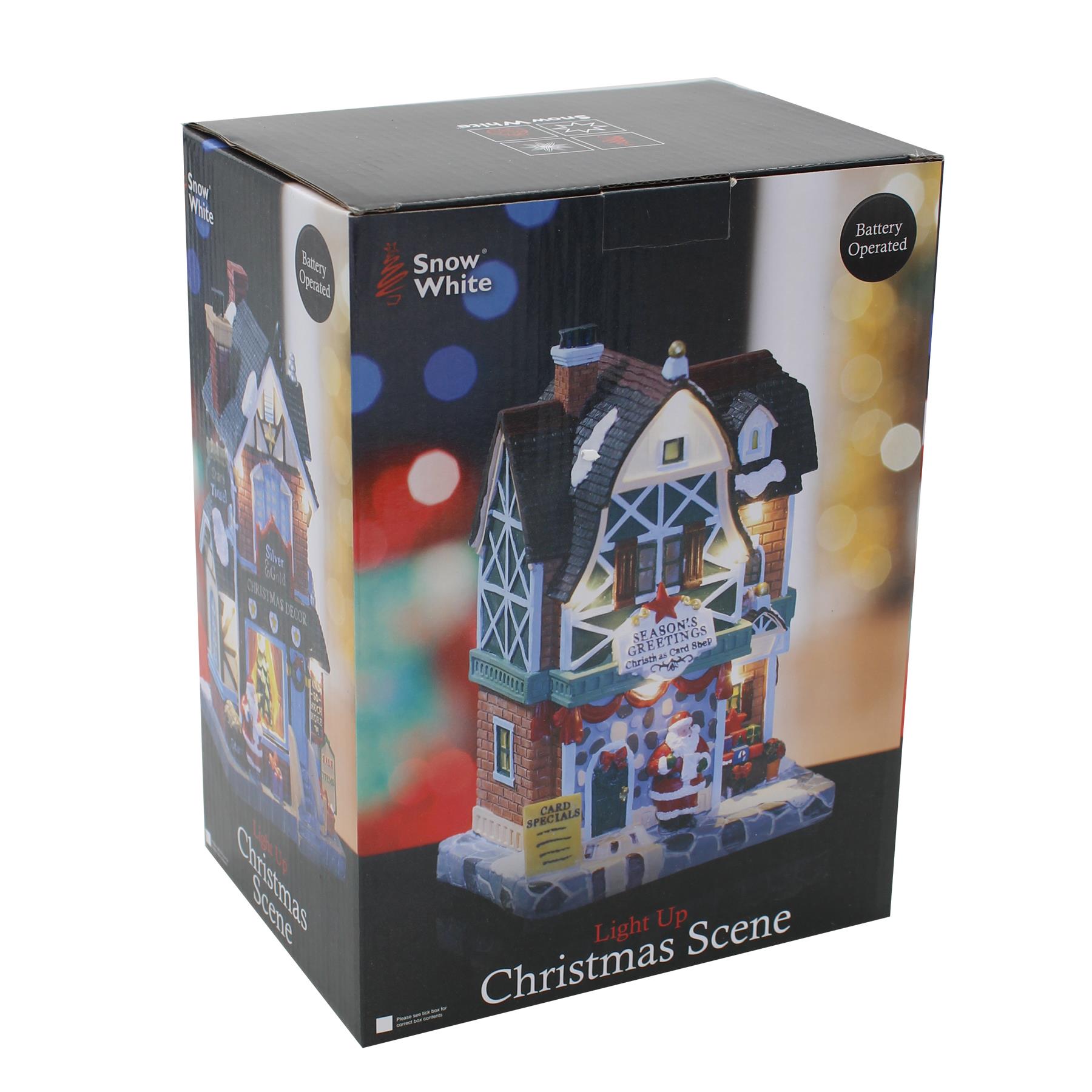 Christmas LED Light up Village Shop Battery Operated - Card Shop