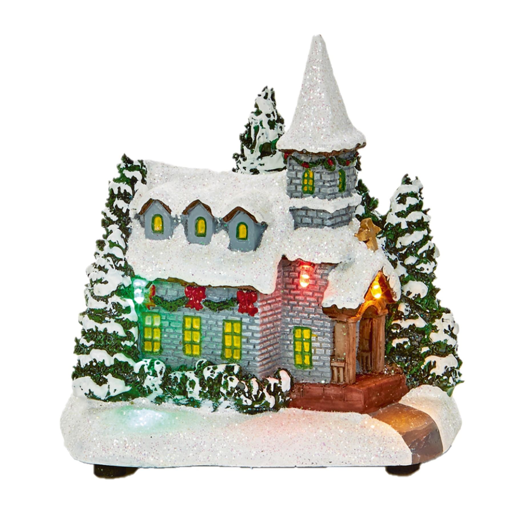 Christmas Mini LED Village Scene Light Up Decoration - Battery Operated - Church A