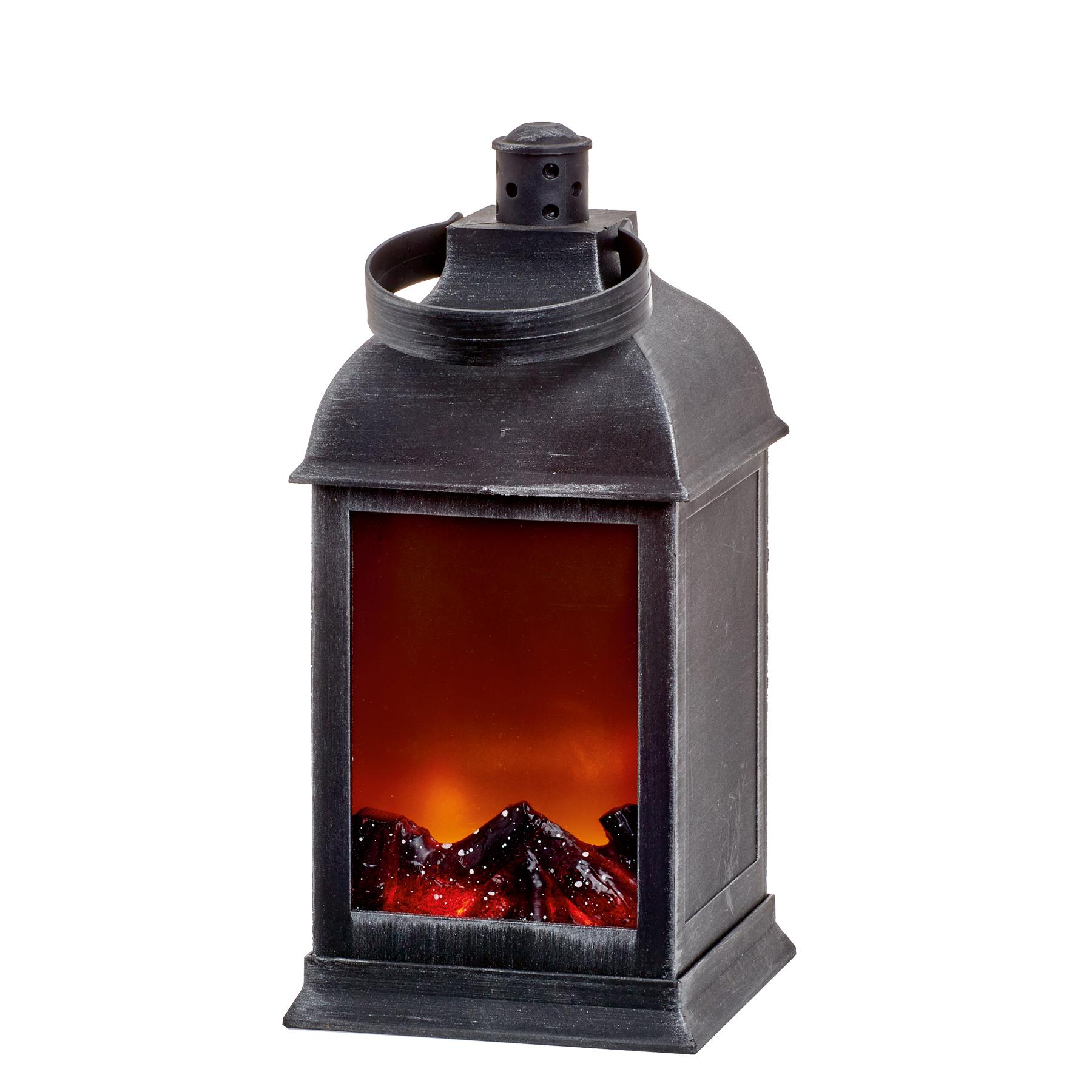 Fireplace Battery Lantern with Warm Flickering Effect Flame and Timer Function - B