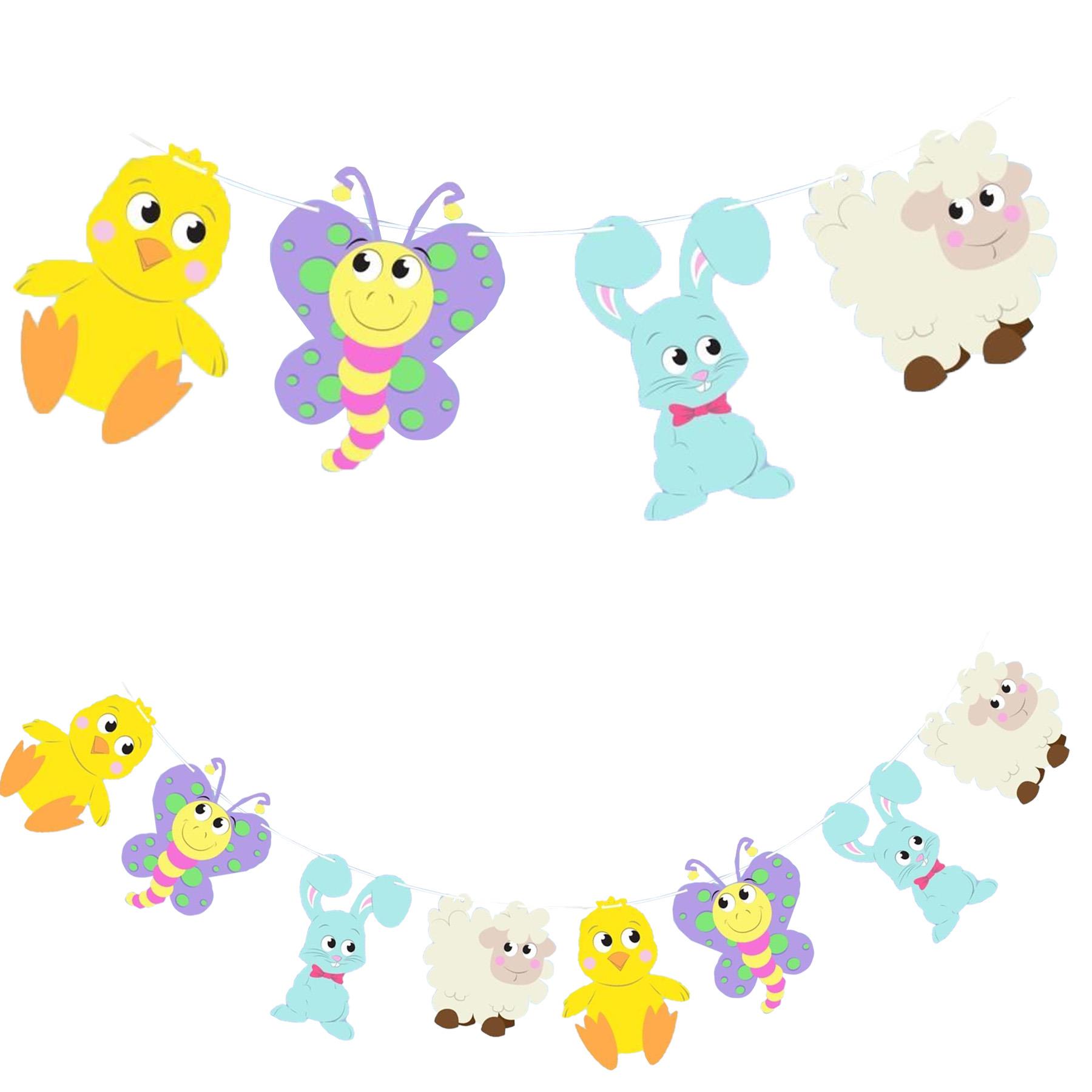 Easter Animals Banner Bunting Hanging Room Decorations 06507