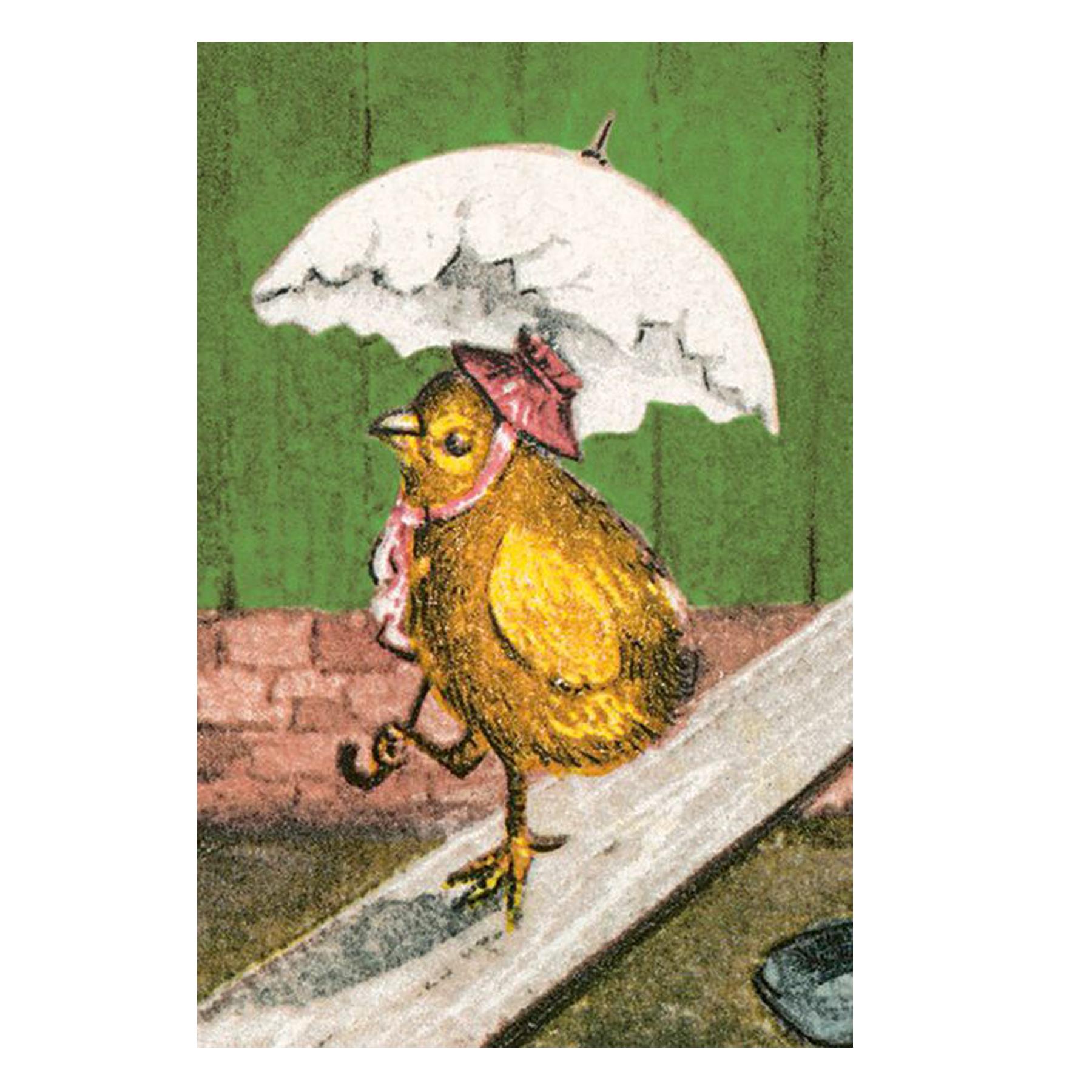 Easter Chick with Umbrella Greeting Card with White Envelope