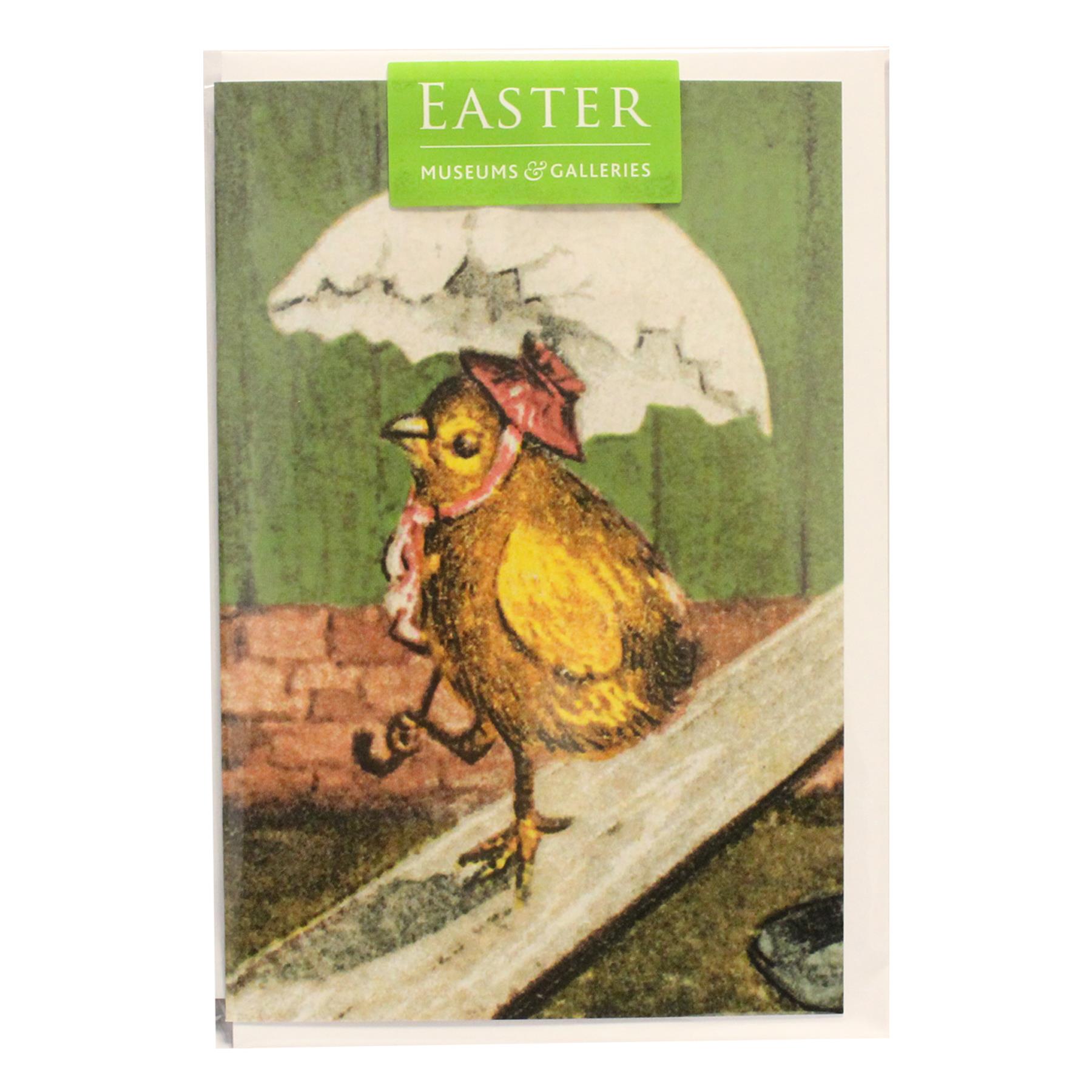 Easter Chick with Umbrella Greeting Card with White Envelope