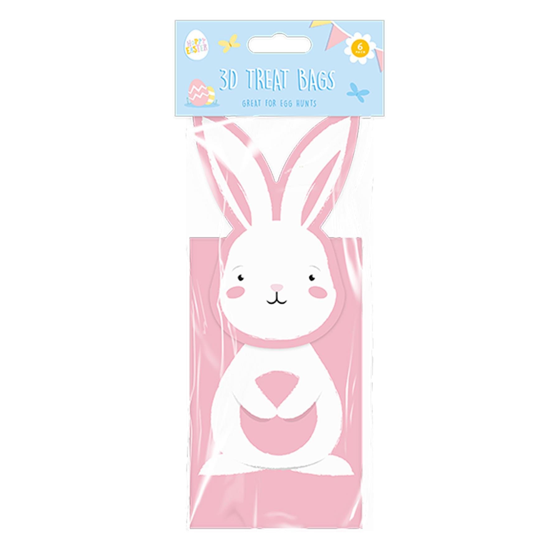 Easter Treat Bags Paper 3D Bunny Pack of 6 Pink